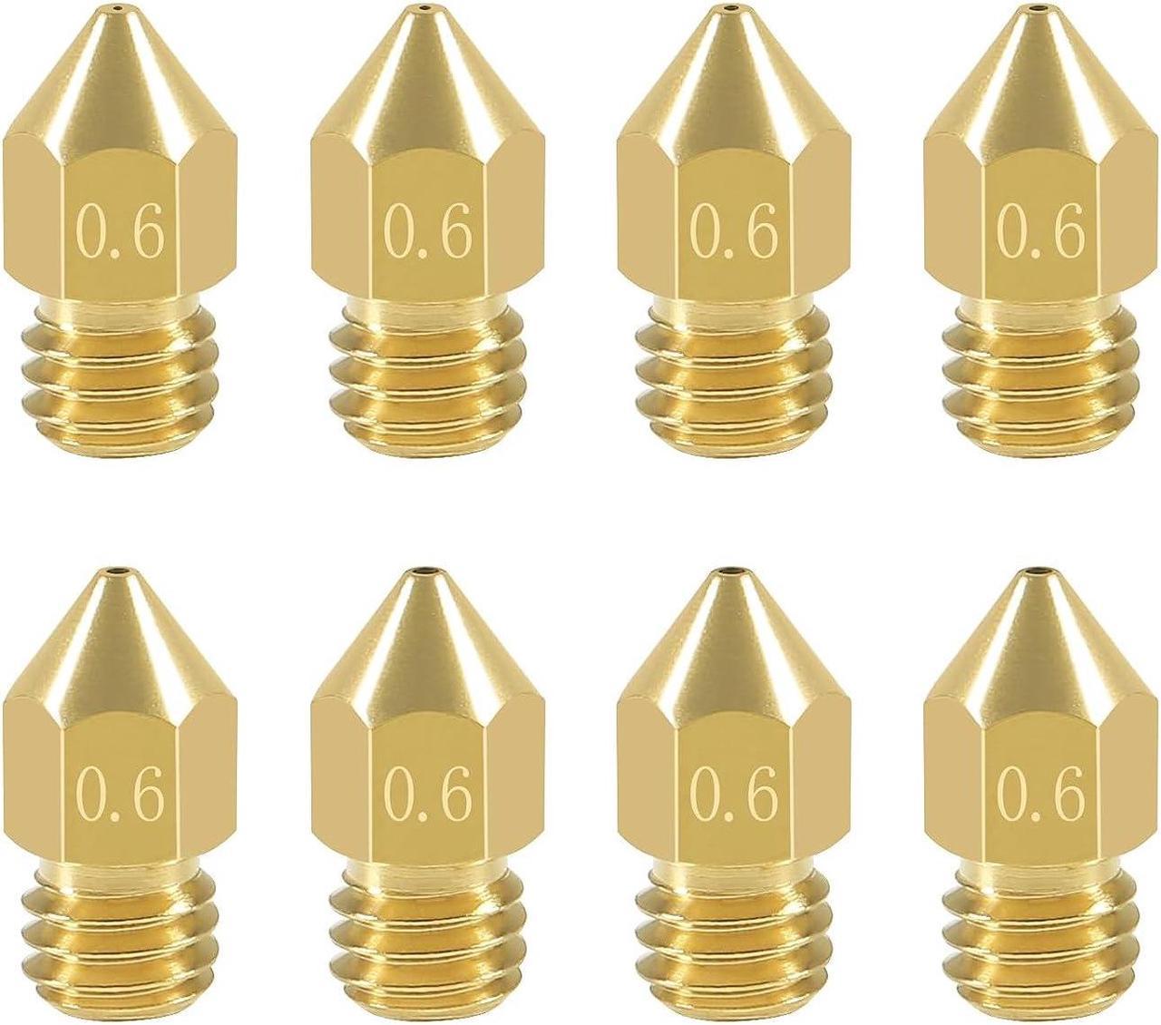 Aokin 8 Pcs 0.6mm MK8 Extruder Nozzles 3D Printer Nozzles for Creality Ender 3/3 Pro/3 V2, Ender 5/5 Pro, CR-10/10S, Makerbot, Anet A8 3D Printer