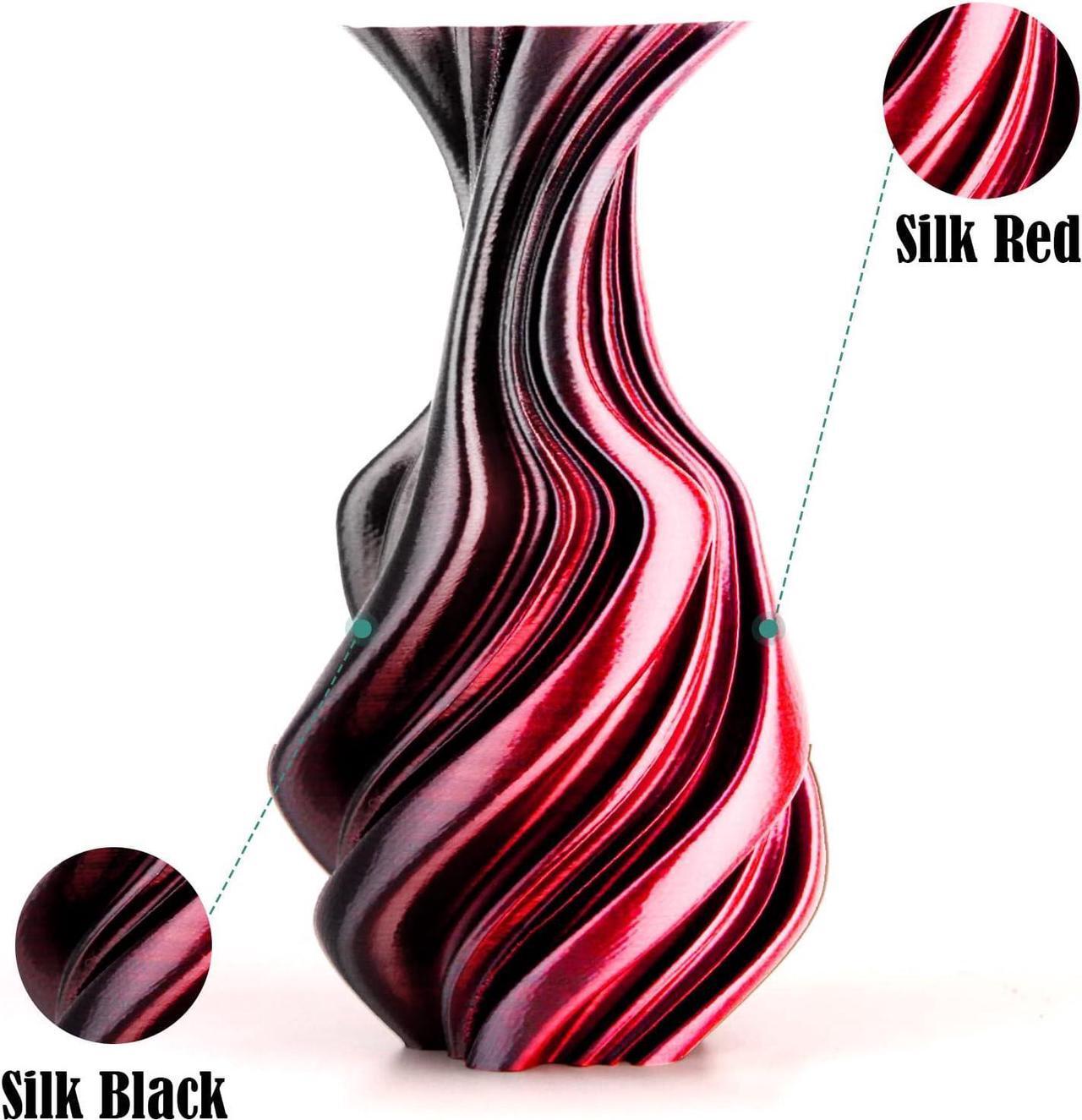 Alt view image 4 of 7 - PLA Filament 1.75mm,3D Printer Filament Silk PLA 3D Filament Dual Color Filament Black Red Pla Filament 3D Printing Filament 1.75mm+/-0.02mm,1KG/2.2lb