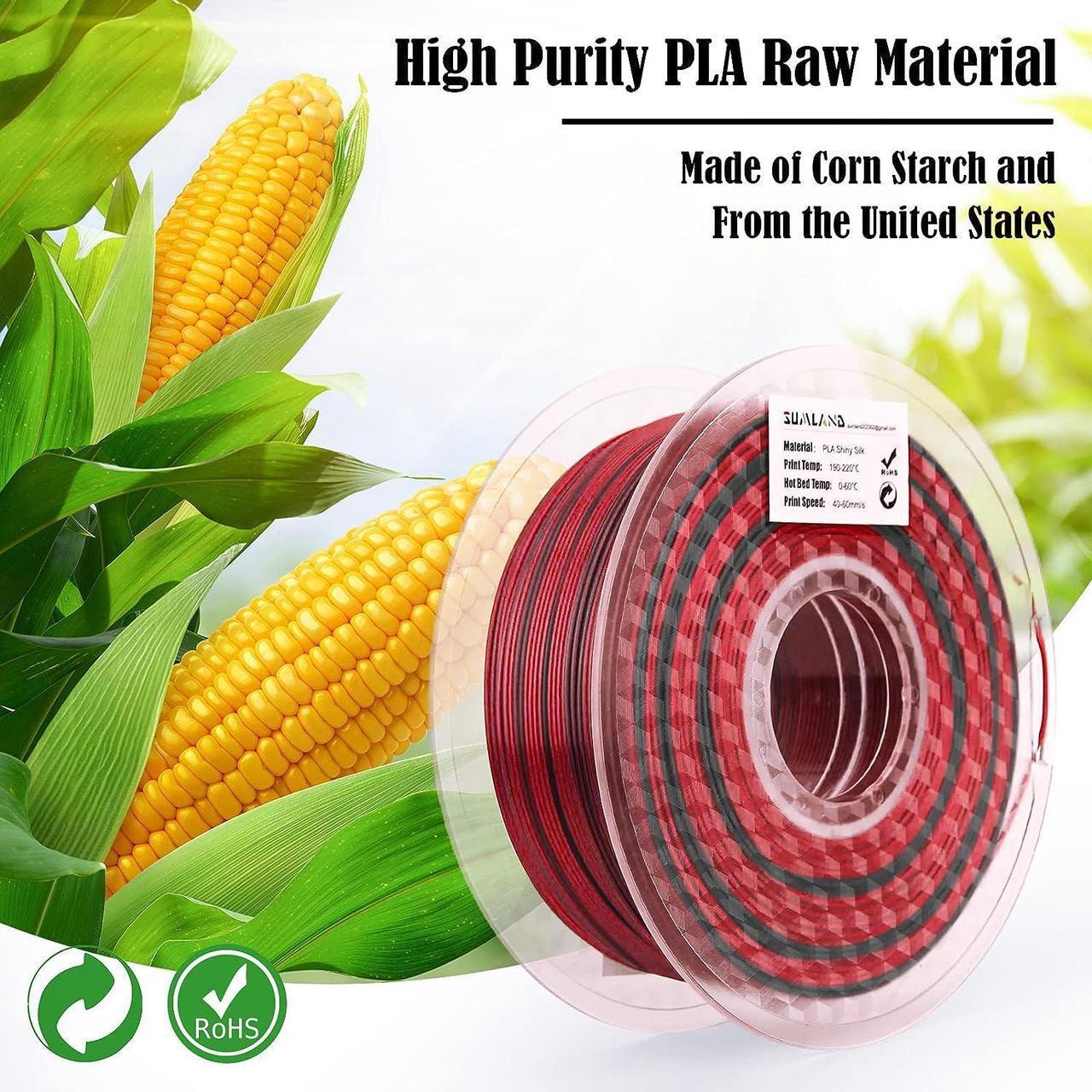 Alt view image 6 of 7 - PLA Filament 1.75mm,3D Printer Filament Silk PLA 3D Filament Dual Color Filament Black Red Pla Filament 3D Printing Filament 1.75mm+/-0.02mm,1KG/2.2lb