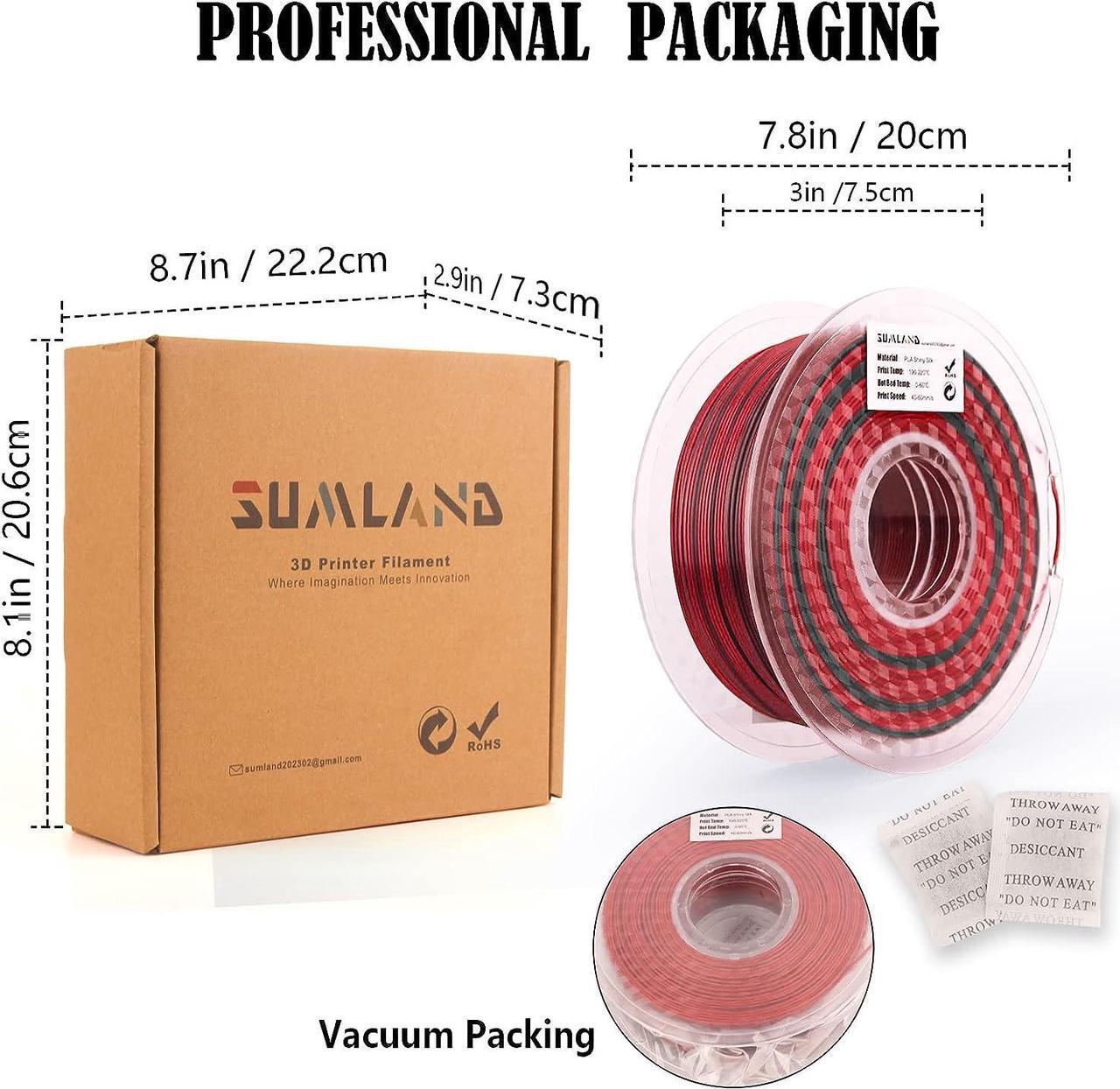 Alt view image 7 of 7 - PLA Filament 1.75mm,3D Printer Filament Silk PLA 3D Filament Dual Color Filament Black Red Pla Filament 3D Printing Filament 1.75mm+/-0.02mm,1KG/2.2lb
