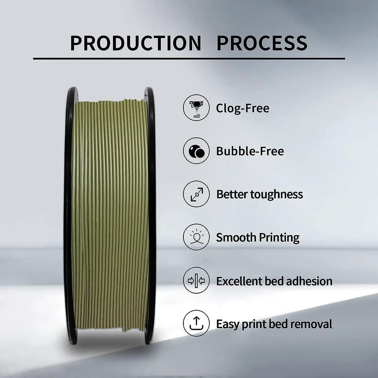 Alt view image 3 of 6 - HP3DF Premium PLA Green Matte Amy Green Filament 1.75mm 1KG PLA 2.2Lbs PLA Toughness Enhanced 3D Printer Filament 100% Pure PLA Free 3D Pen Filament FDM Printing Material (Amy Green)