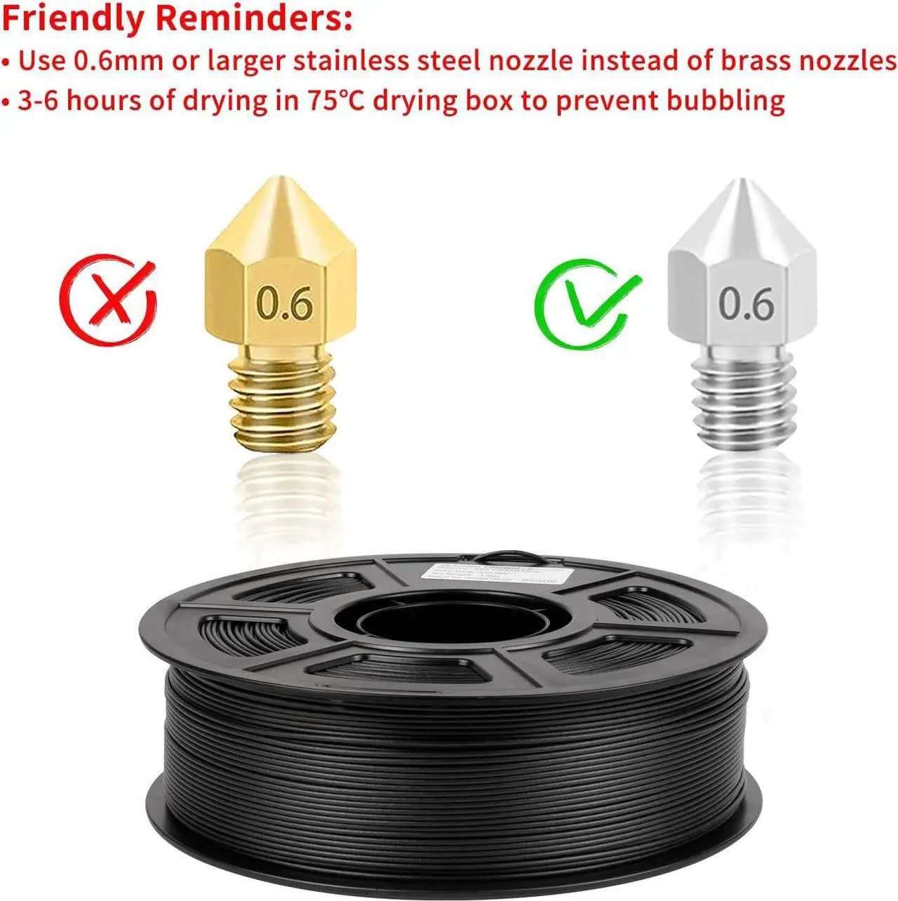Alt view image 5 of 7 - Carbon Fiber ABS Filament 1.75mm, Lightweight & High Toughness, Enhanced ABS-CF 3D Printer Filament, Black Carbon Fiber Filament ABS Filament 1kg(2.2lbs) Spool