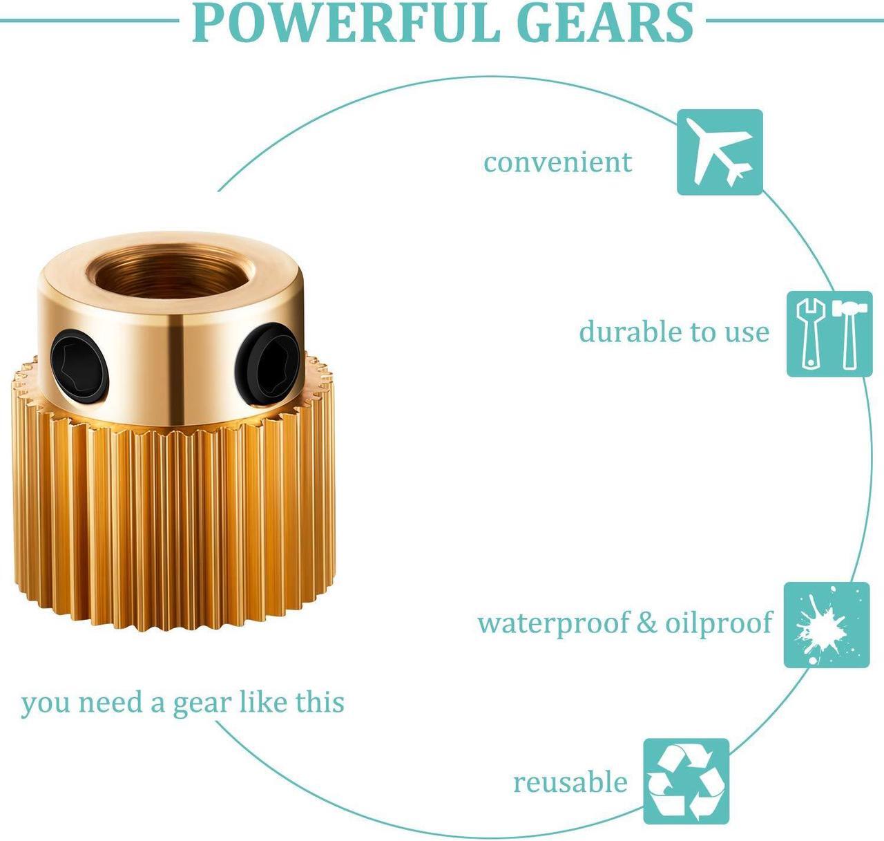 Alt view image 3 of 7 - Extruder Wheel 3D Printer Parts Drive 40 Teeth Gear Brass Extruder Wheel Gear Compatible with CR-10, CR-10S, S4, S5, Ender 3, Ender 3 Pro (10), Welcome to consult