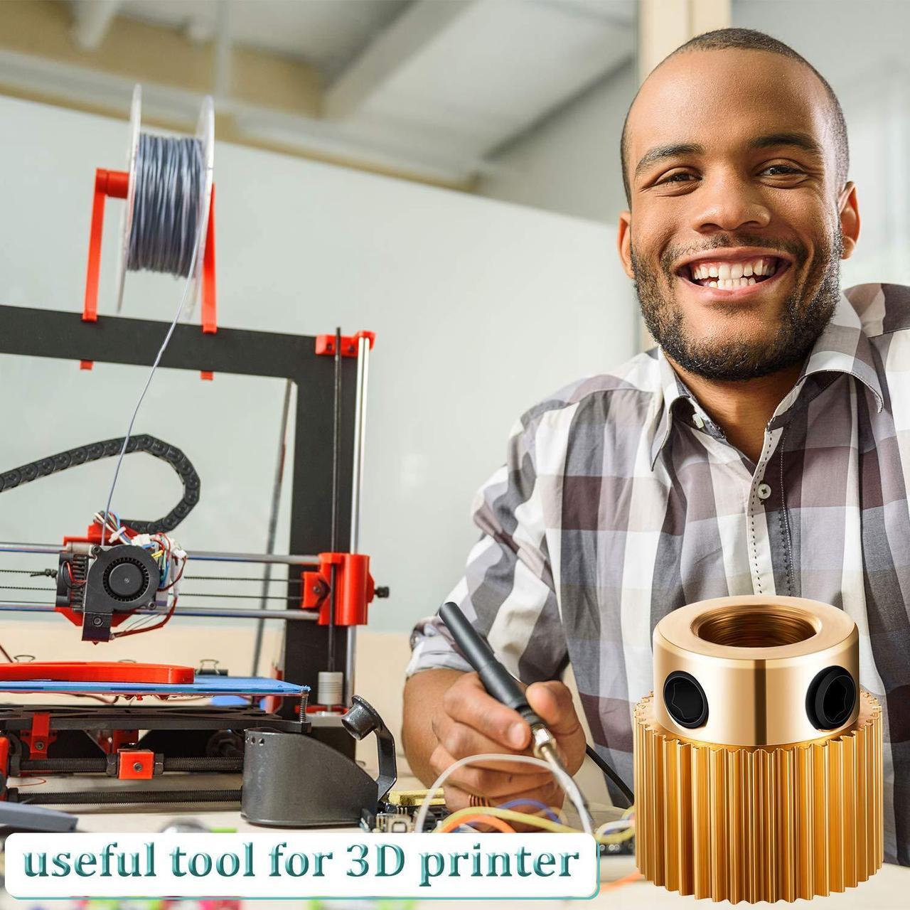 Alt view image 6 of 7 - Extruder Wheel 3D Printer Parts Drive 40 Teeth Gear Brass Extruder Wheel Gear Compatible with CR-10, CR-10S, S4, S5, Ender 3, Ender 3 Pro (10), Welcome to consult