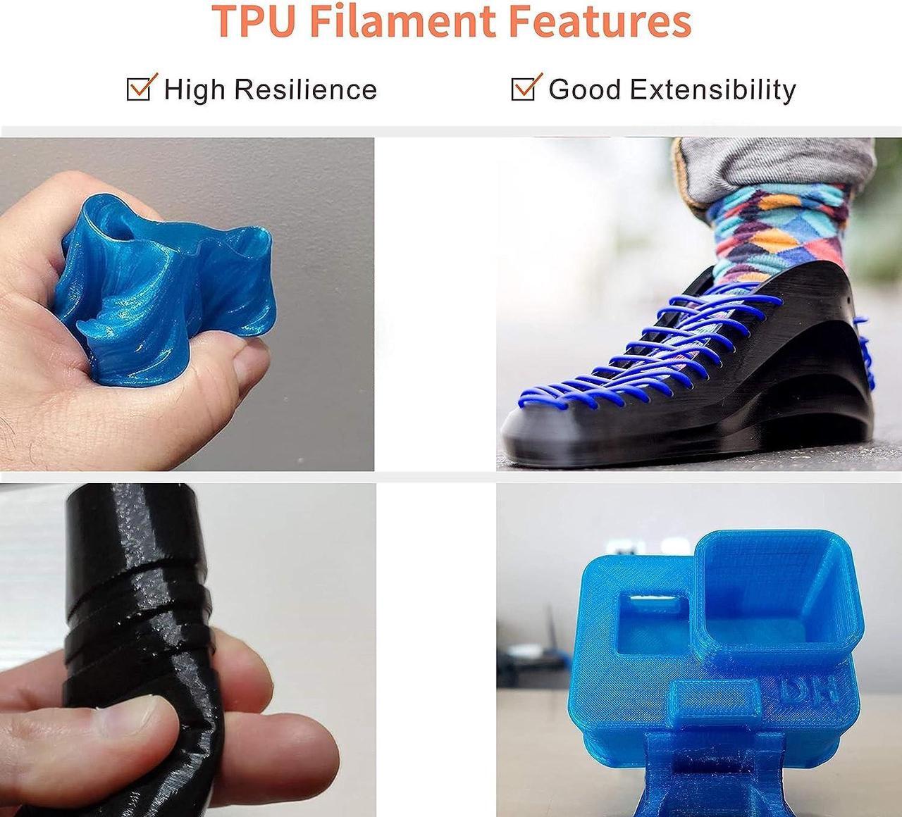 Alt view image 3 of 6 - TPU Filament 1.75mm, Blue Flexible TPU 3D Printer Filament with 20g Cleaning Filament, 2.0lbs Spool, Dimensional Accuracy +/- 0.05mm, 95A Soft TPU Blue