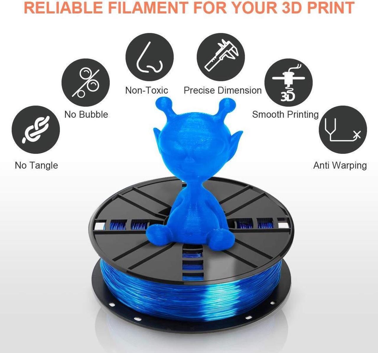 Alt view image 5 of 6 - TPU Filament 1.75mm, Blue Flexible TPU 3D Printer Filament with 20g Cleaning Filament, 2.0lbs Spool, Dimensional Accuracy +/- 0.05mm, 95A Soft TPU Blue