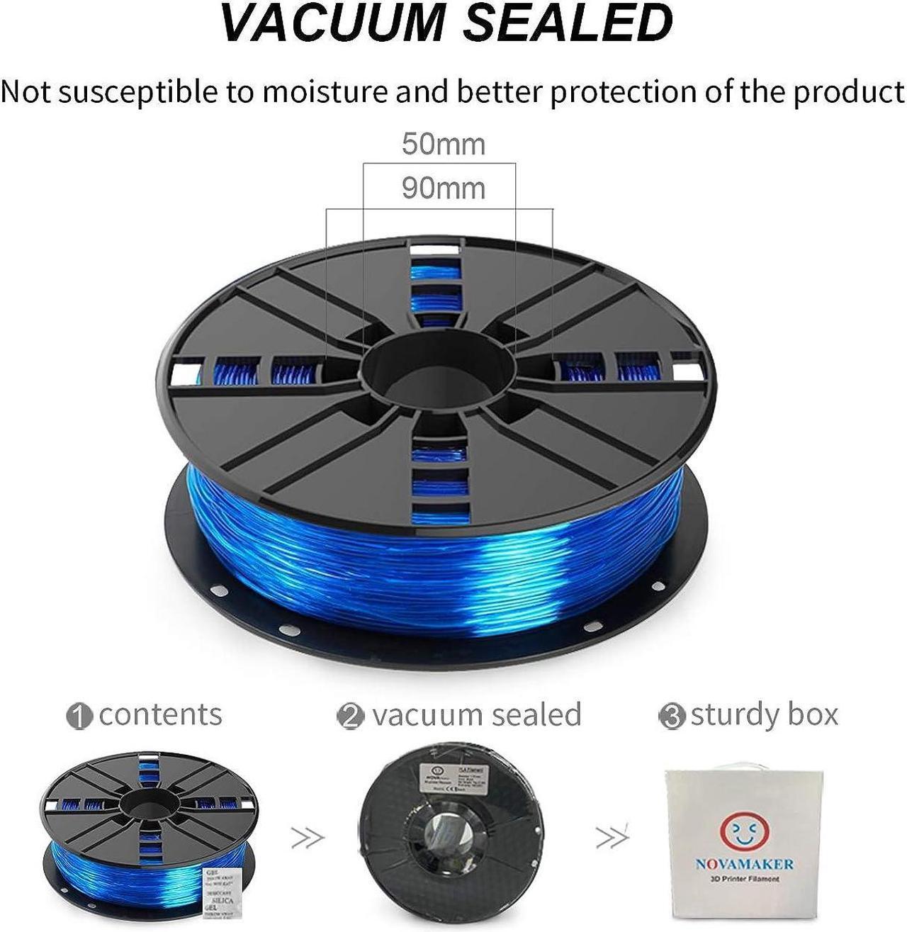 Alt view image 6 of 6 - TPU Filament 1.75mm, Blue Flexible TPU 3D Printer Filament with 20g Cleaning Filament, 2.0lbs Spool, Dimensional Accuracy +/- 0.05mm, 95A Soft TPU Blue