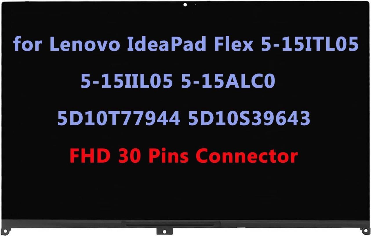 Main image of 15.6" Replacement for Lenovo IdeaPad Flex 5-15ITL05 5-15IIL05 5-15ALC05 82HV 82HT 81X3 5D10T77944 5D10S39643 FHD-IPS LCD Display Touch Screen Digitizer Assembly Bezel with Board