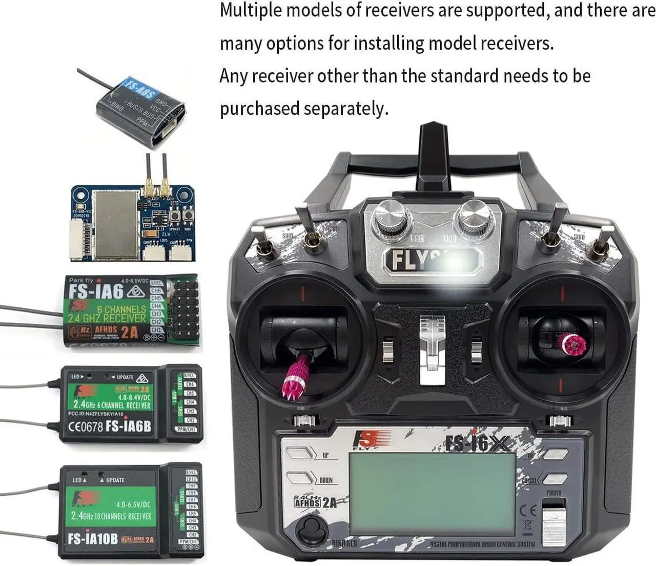 Alt view image 7 of 7 - DTXMX Flysky FS-i6X 6CH RC Transmitter and Receiver FS-iA6B 2.4GHz Radio Controller for RC Helicopter Quadcopter FPV Racing Drone Car Boat