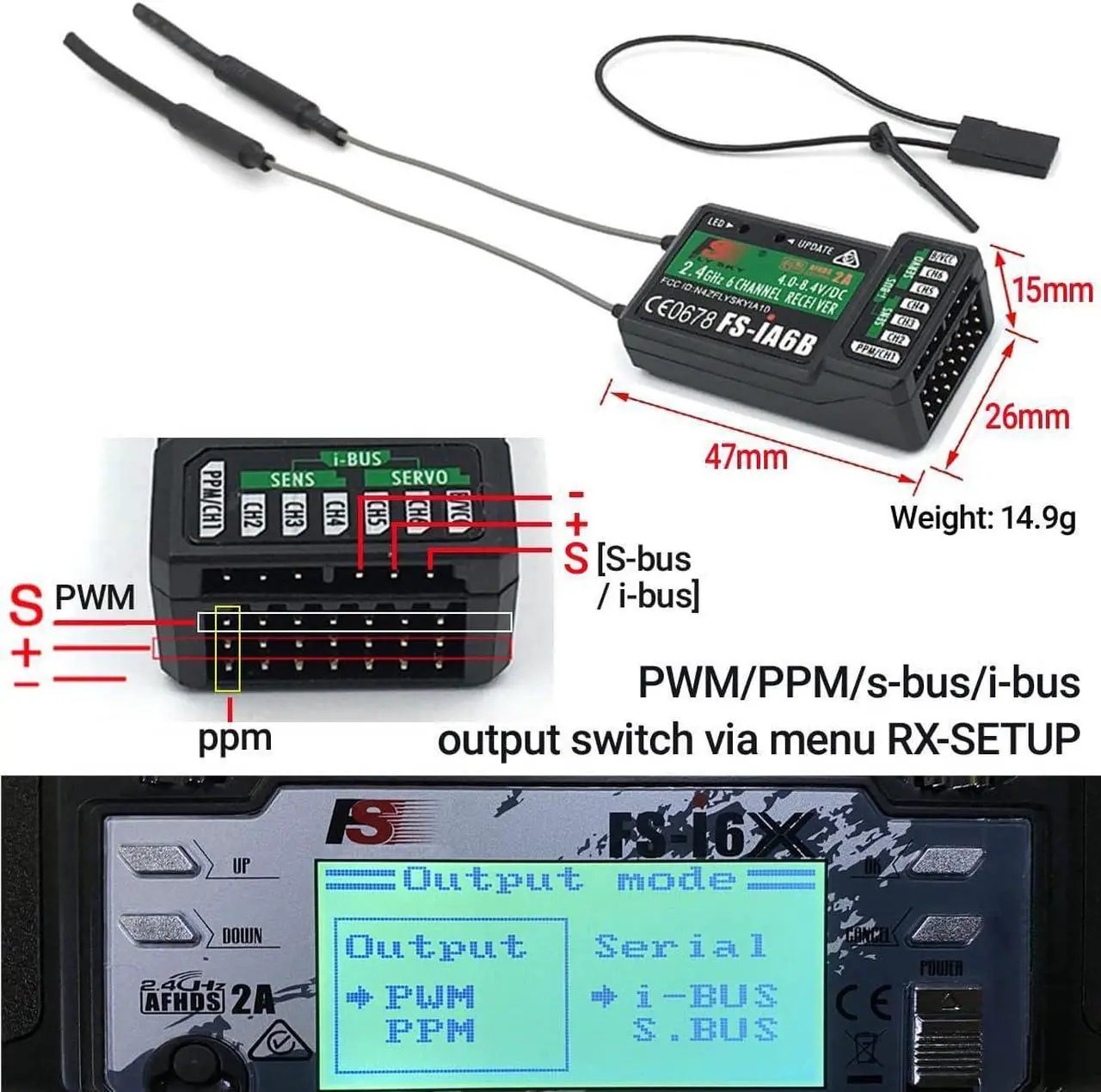 Alt view image 5 of 7 - DTXMX Flysky FS-i6X 6CH RC Transmitter and Receiver FS-iA6B 2.4GHz Radio Controller for RC Helicopter Quadcopter FPV Racing Drone Car Boat