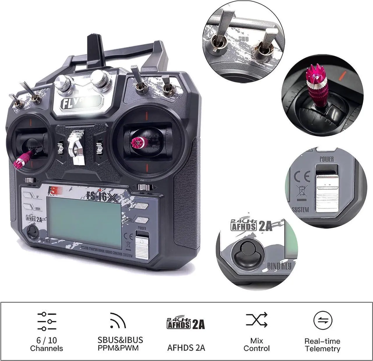 Alt view image 2 of 7 - DTXMX Flysky FS-i6X 6CH RC Transmitter and Receiver FS-iA6B 2.4GHz Radio Controller for RC Helicopter Quadcopter FPV Racing Drone Car Boat