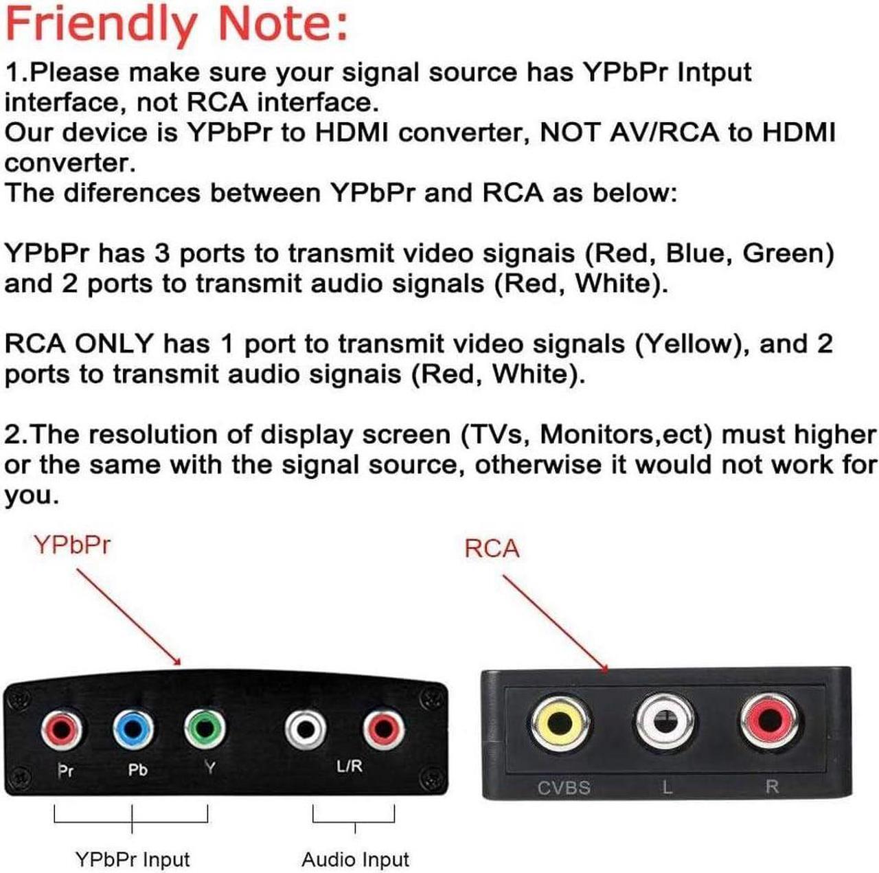 Alt view image 4 of 6 - YPbPr to HDMI Converter Component to HDMI RGB to HDMI Converter Supports 4K Video Audio Converter Adapter HDMI V1.4 for DVD PSP Xbox 360 PS2 Nintendo to HDTV Monitor and Projector