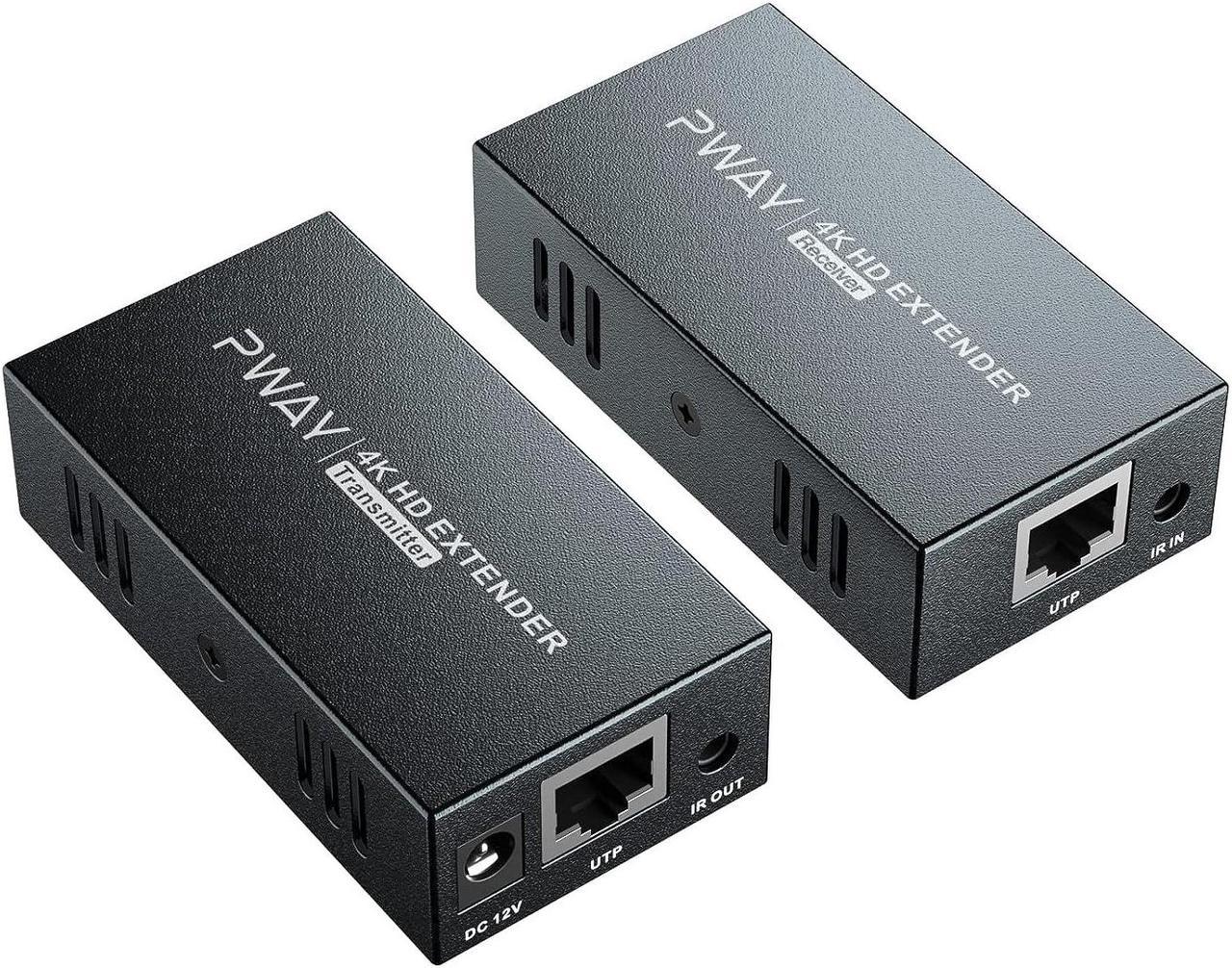 HDMI Extender 165ft Over Single Cat5e/6, Extend 1080P@60Hz Video, Transmit Audio Video Synchronously, Support 3D, POC, EDID