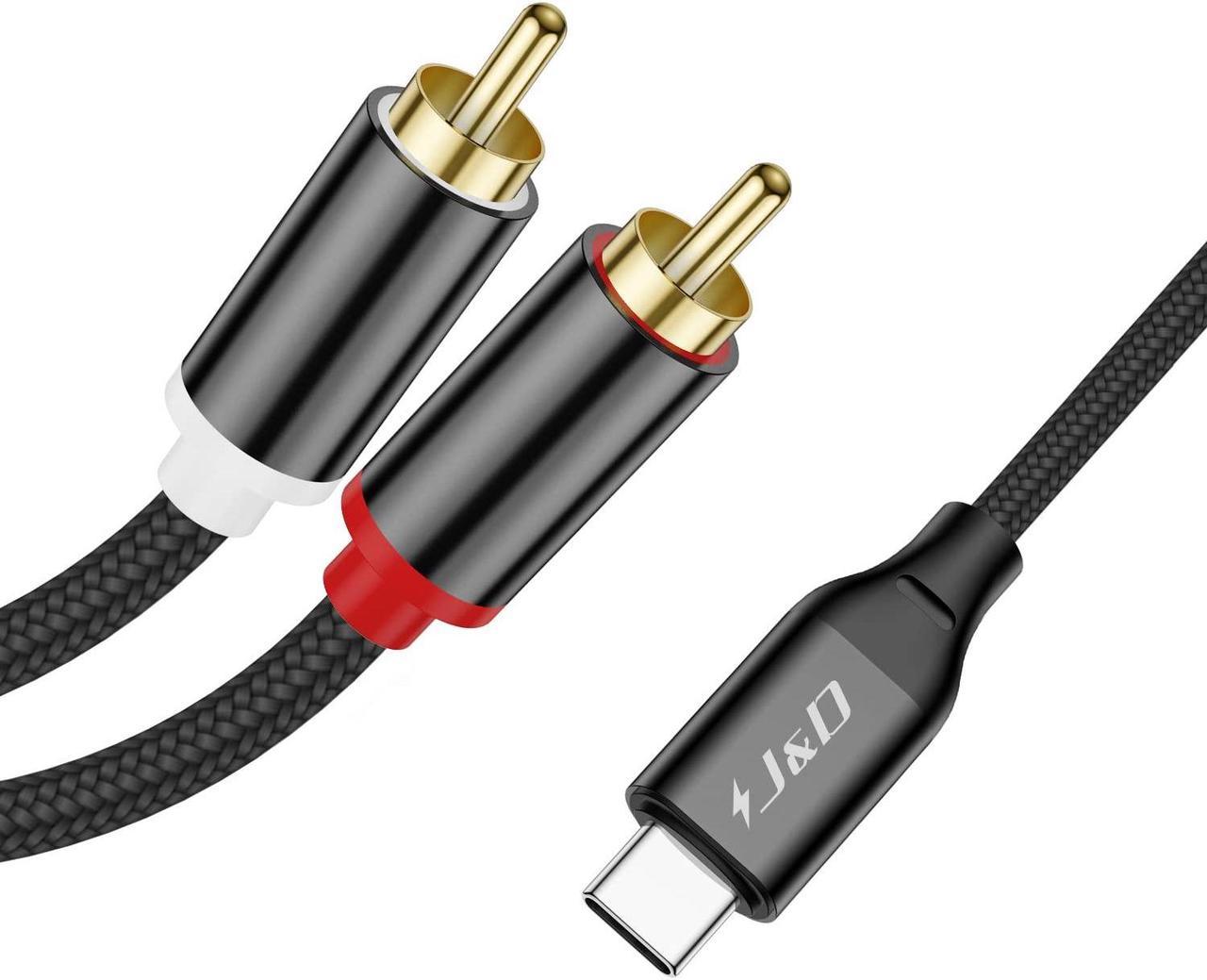 J&D USB C to 2 RCA Audio Cable, Braided Stereo Audio Converter Cord USB Type-C Male to 2RCA Male Y Splitter Cable Compatible for Google Pixel 6/7/7 Pro, Home Theater Amplifier TV Speaker, 6.6 Feet