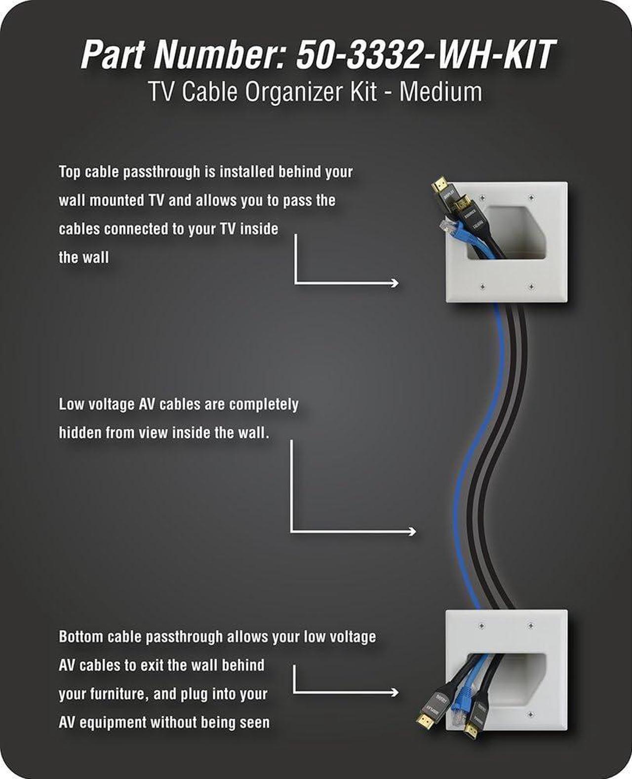 Alt view image 4 of 7 - DataComm Electronics 50-3332-WH-KIT Flat Panel TV Cable Organizer Kit - White