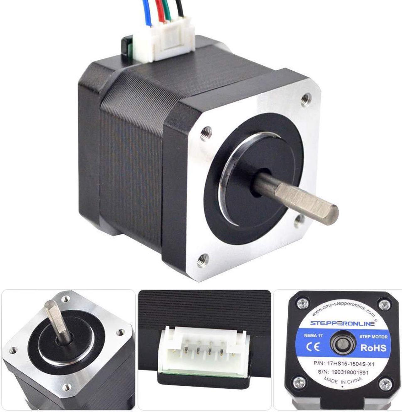 Alt view image 3 of 6 - 5PCS Nema 17 Stepper Motor 1.5A 12V 45Ncm (63.74oz.in) 4-Lead 39mm Body W/ 1m Cable and Connector for DIY CNC/ 3D Printer/Extruder