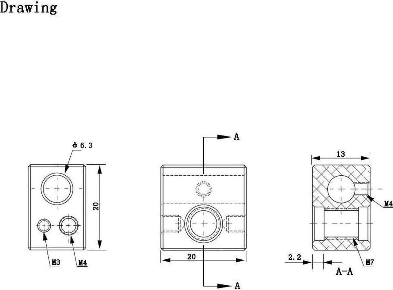 Alt view image 5 of 5 - MK10 Heater Block 2PCS for 3D Printer Hotend Fit with M3 and M4 Thermistor