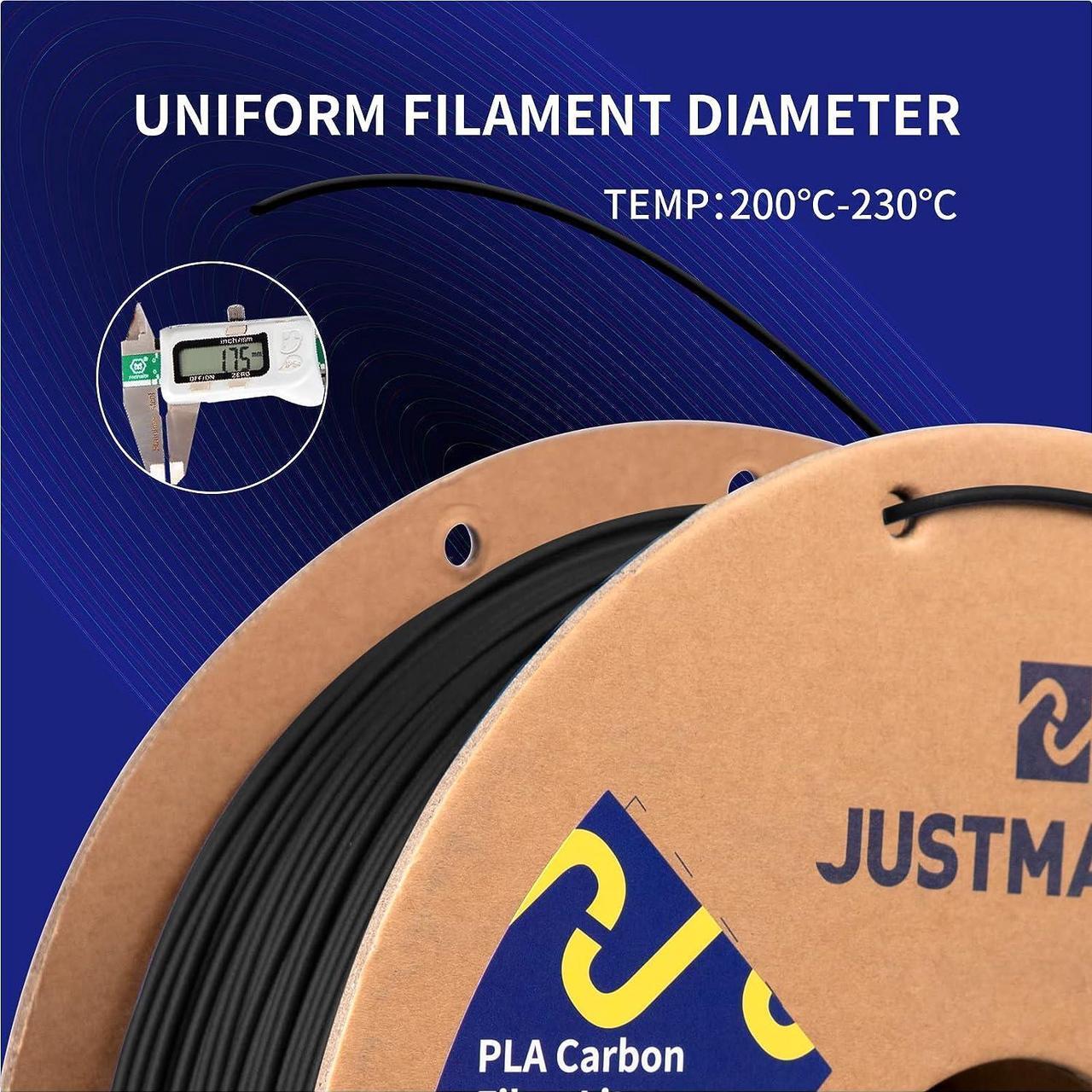 Alt view image 4 of 7 - PLA Carbon Fiber Lite 3D Printer Filament, Upgrade Strength Matte Filament, Upgrade Cardboard Spool, Dimensional Accuracy +/-0.03mm, 1.75mm, 1 kg (2.2 lbs), Wine Red