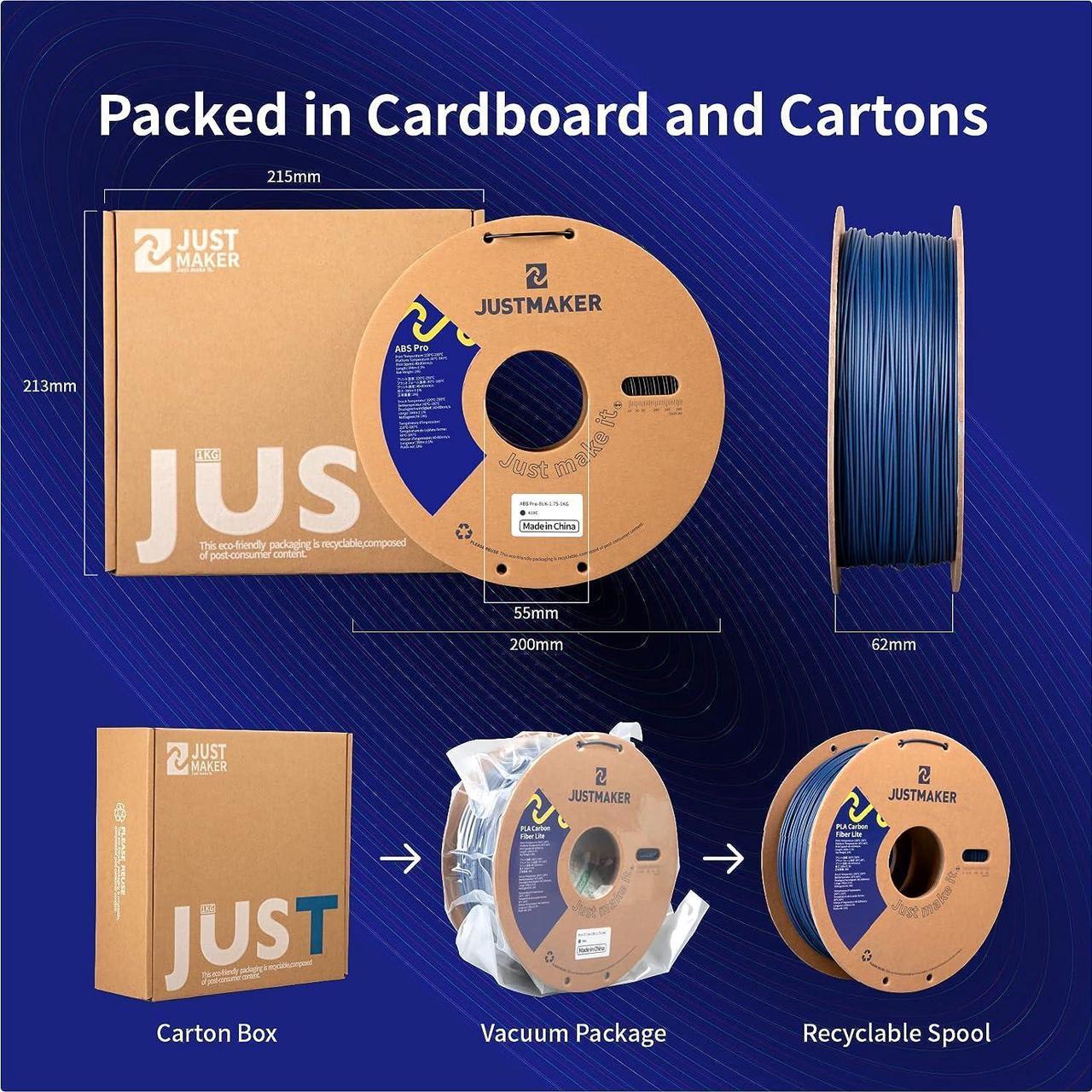 Alt view image 7 of 7 - PLA Carbon Fiber Lite 3D Printer Filament, Upgrade Strength Matte Filament, Upgrade Cardboard Spool, Dimensional Accuracy +/-0.03mm, 1.75mm, 1 kg (2.2 lbs), Wine Red