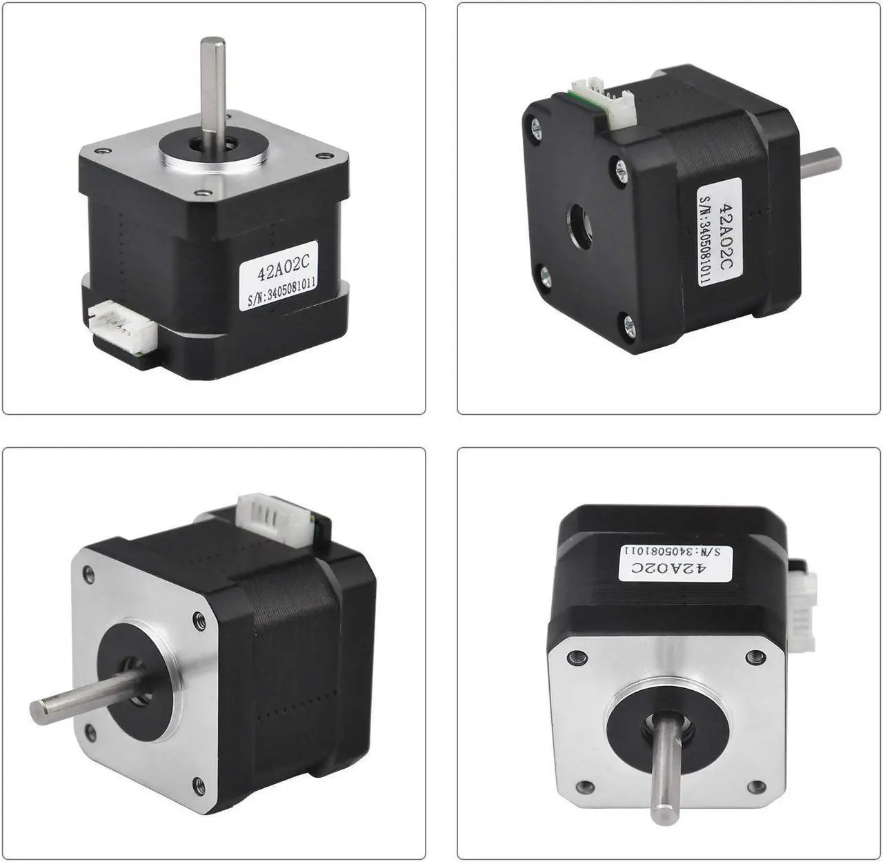 Alt view image 4 of 7 - Nema 17 Stepper Motor 3PCS, 2 Phase Step Motor Bipolar 1.5A 59.5oz.in(42Ncm) 42x42x38mm 4-Wire 30cm Long Cable for 3D Printer (3, 42A02C-XH2.54)