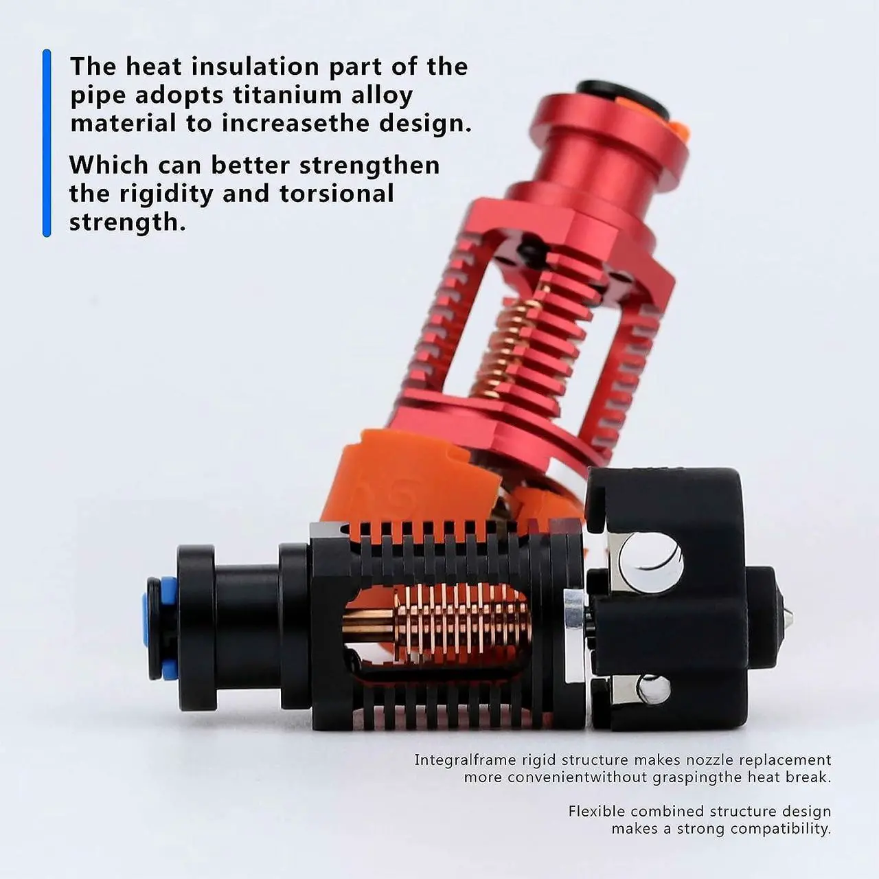 Alt view image 5 of 7 - Upgrade Red Lizard k1 V6 Dragon Hotend Plated Copper Nozzle Block Compatible with Voron 2.4 0.1 CR10 Ender 3 V2 Pro Ender 5 Prusa I3 MK3s Titan DDB Extruder 3D Printer