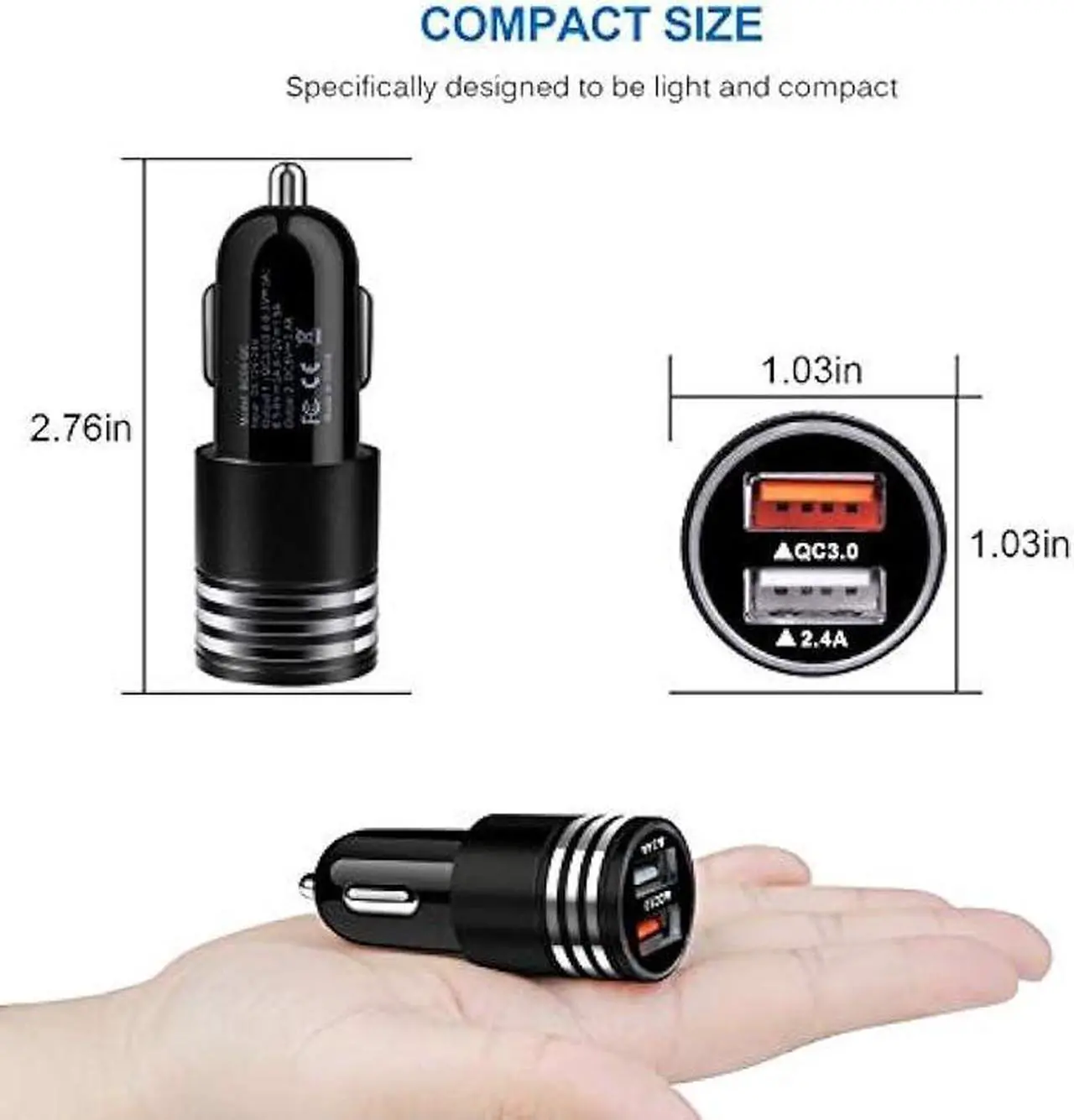 Alt view image 6 of 7 - Car Charger Type C Fast Charger for Samsung Galaxy S23/S22/S22 Plus/S22 Ultra/S21 S20 FE Z Flip 4/3 A53 A03S A13 A02S A12 A32 A52 A50 A71 S10 S9 S8,Quick Charge 3.0 Rapid Car Adapter+3ft USB C Cable