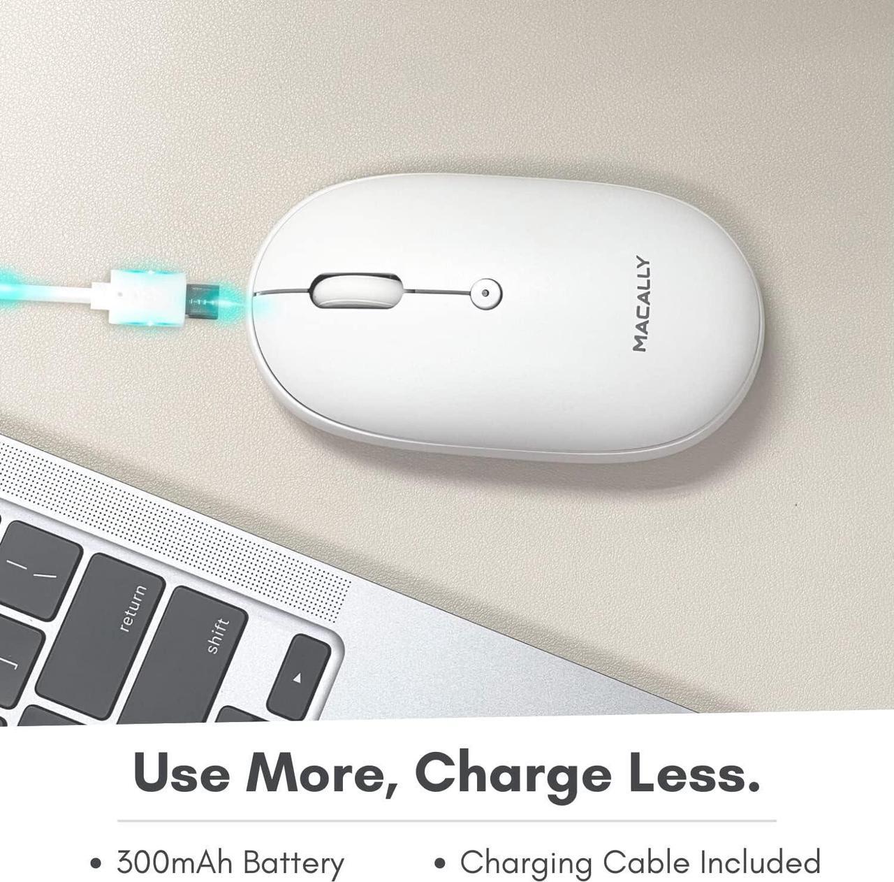 Alt view image 4 of 7 - Macally Wireless Bluetooth Mouse - Strong Connection - Quiet, Comfortable, Rechargeable Mouse for MacBook Air/Pro, Mac, iMac, Apple iPad - Wireless Mouse for Laptop, Windows PC Desktop