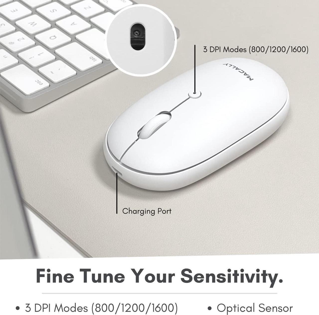 Alt view image 6 of 7 - Macally Wireless Bluetooth Mouse - Strong Connection - Quiet, Comfortable, Rechargeable Mouse for MacBook Air/Pro, Mac, iMac, Apple iPad - Wireless Mouse for Laptop, Windows PC Desktop