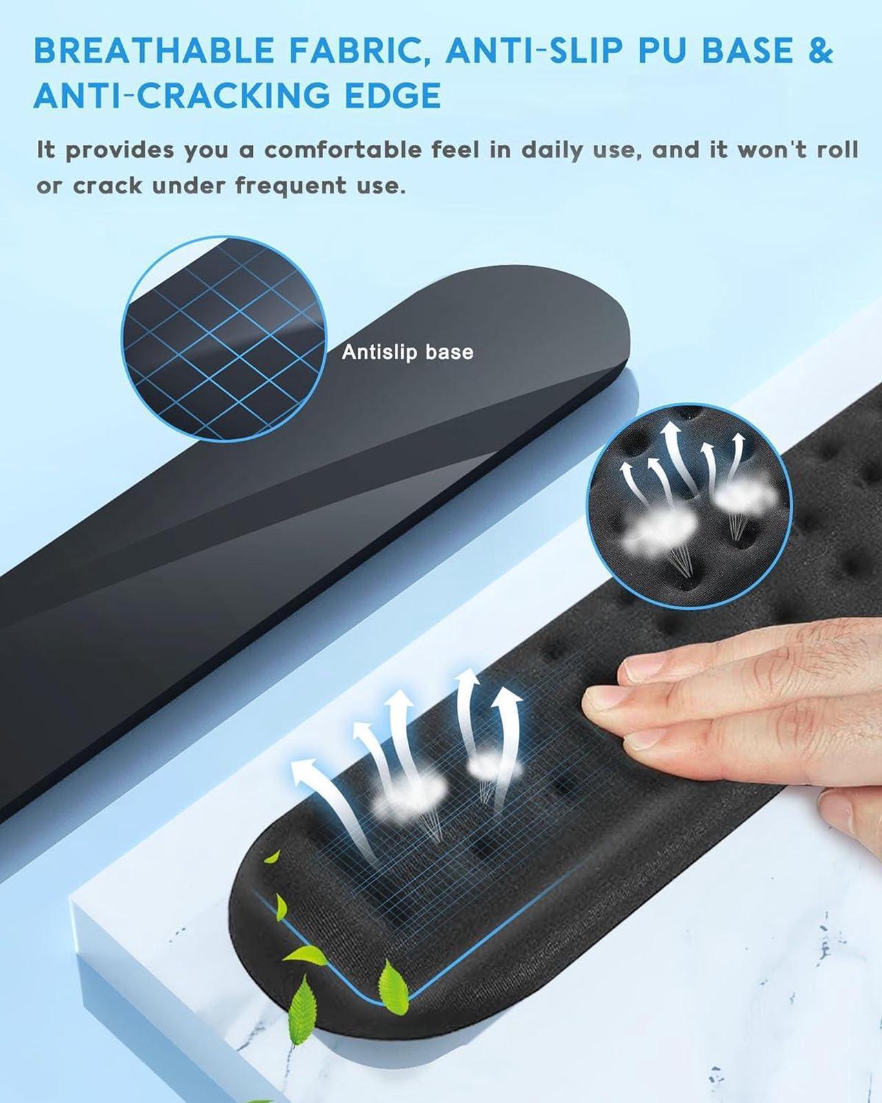 Alt view image 3 of 7 - Keyboard Wrist Rest Wrist Rest for Computer Keyboard Ergonomic Wrist Rest Easy Typing Pain Relief Keyboard Pad Anti-Slip Memory Foam Wrist Support Cushion for Laptop Office Gaming Black
