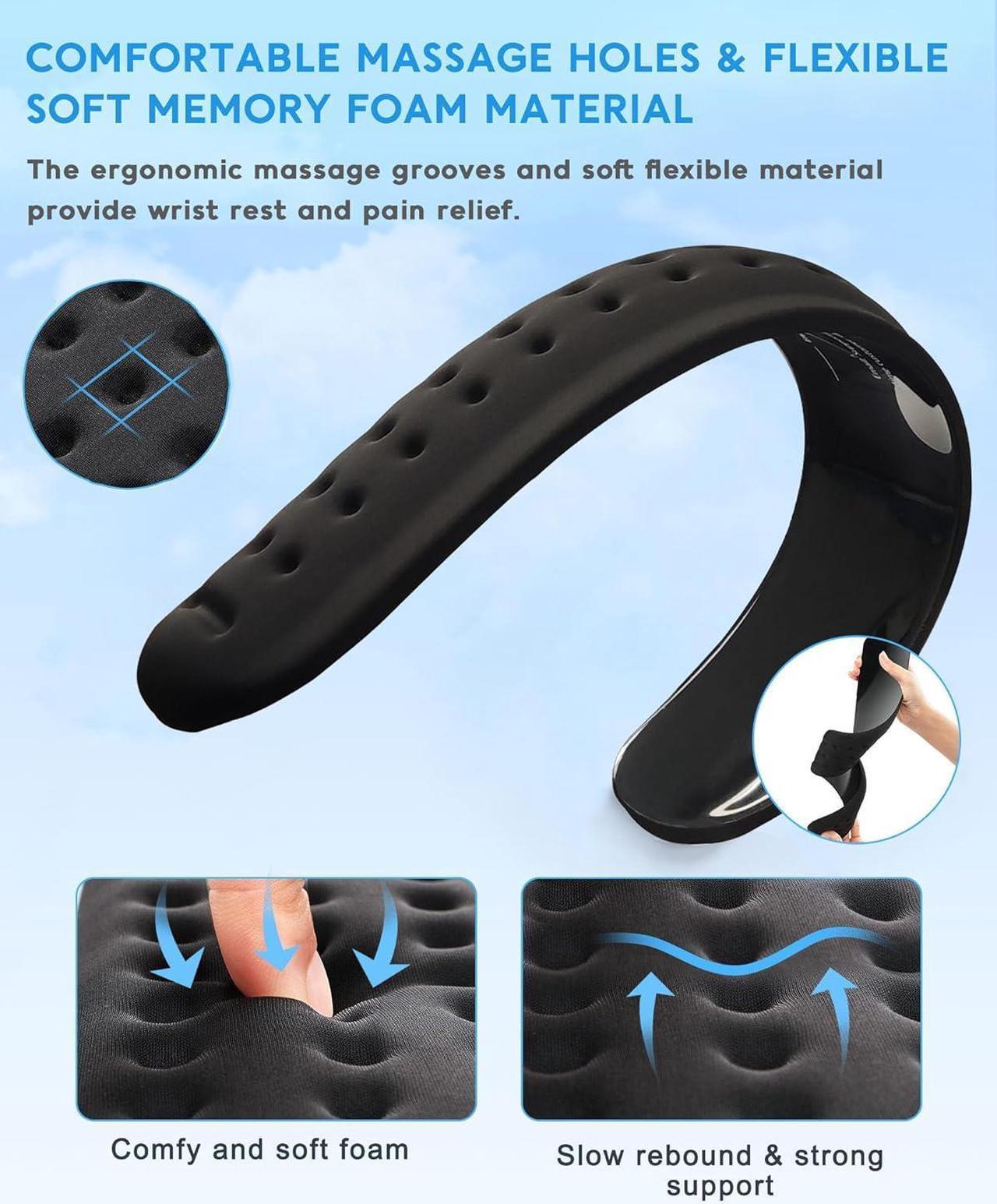 Alt view image 4 of 7 - Keyboard Wrist Rest Wrist Rest for Computer Keyboard Ergonomic Wrist Rest Easy Typing Pain Relief Keyboard Pad Anti-Slip Memory Foam Wrist Support Cushion for Laptop Office Gaming Black