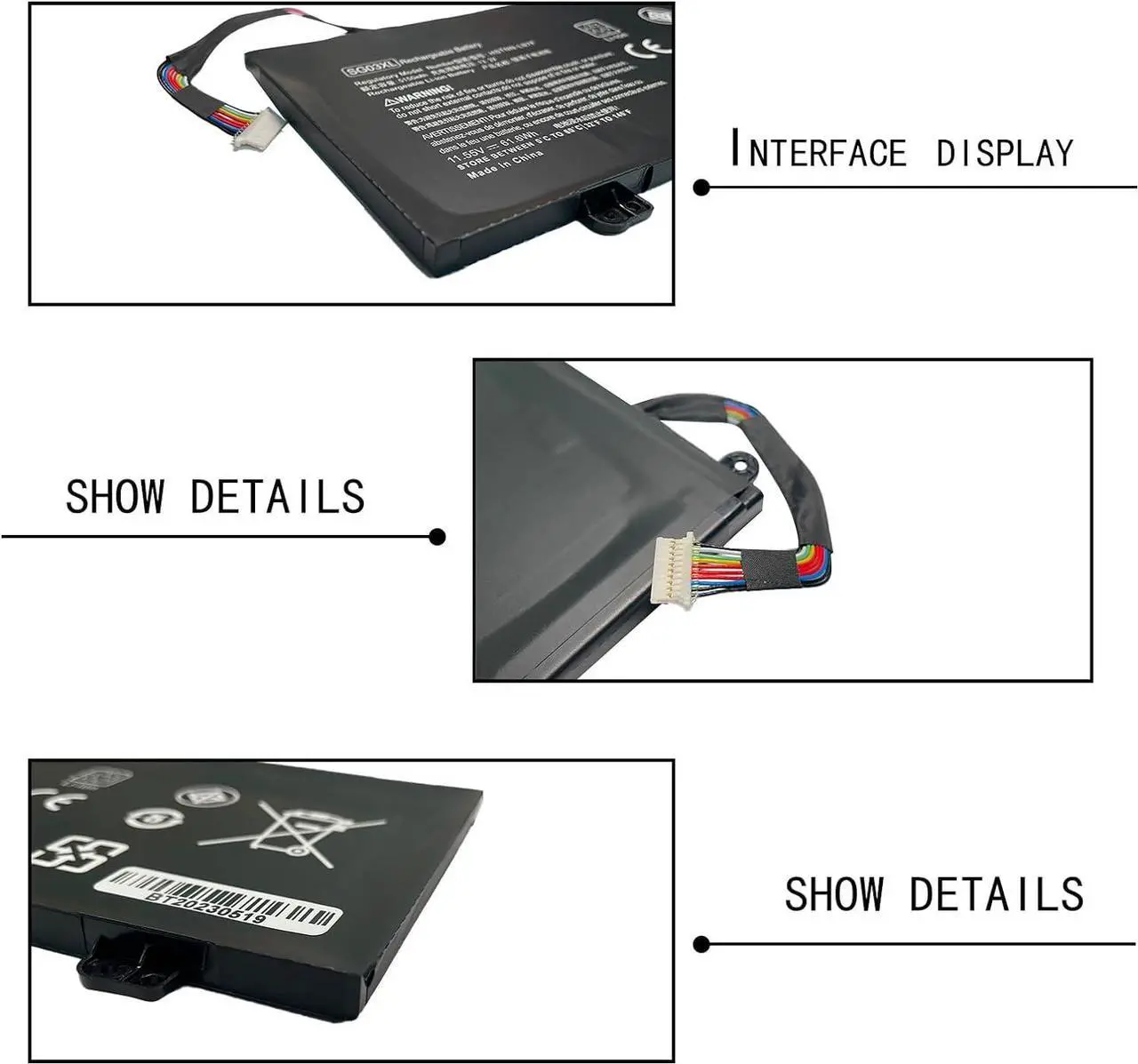 Alt view image 4 of 7 - SG03XL SGO3XL SG03061XL Laptop Battery Replacement for HP Envy 17-U000 M7-U000 17-U275CL U177CL U273CL U163CL U175NR U153NR U110NR U011NR U108CA M7-U109DX U009DX 17T-U000(11.55V 5150mAh 61.6Wh)