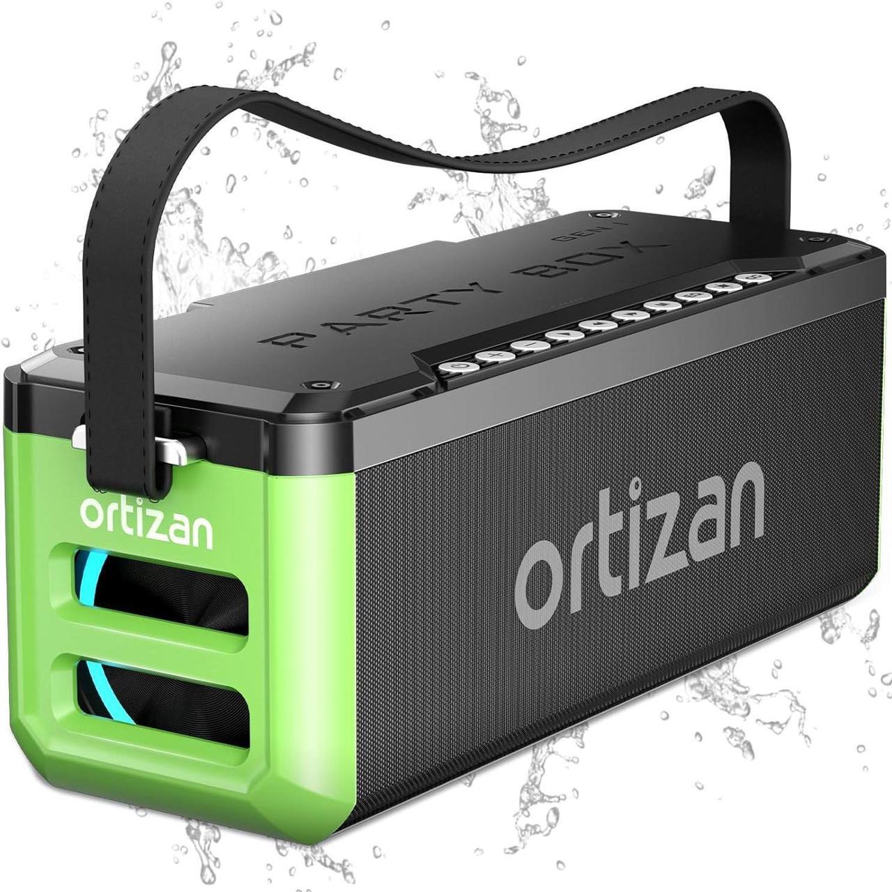 Main image of Ortizan Portable Bluetooth Speaker Wireless, 100W Loud Sound, Monstrous Bass, IPX7 Waterproof, 24H Playtime, Power Bank, LED Lights, USB, EQ, Large Outdoor Subwoofer Speaker for Party, Camping