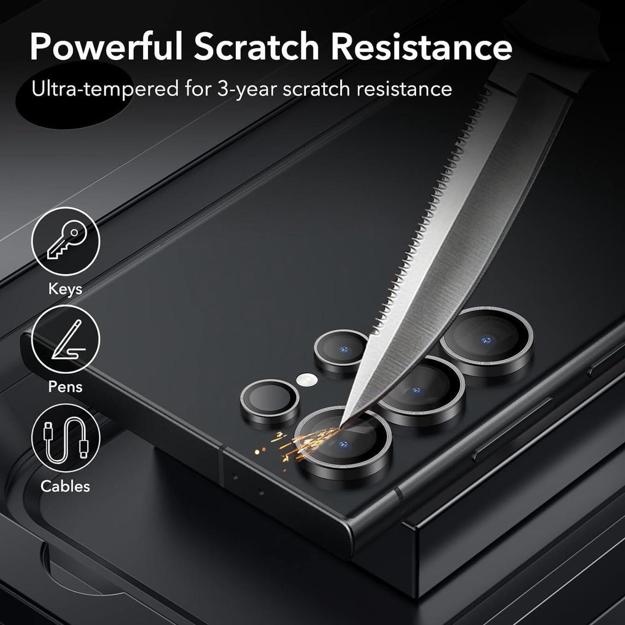 Alt view image 5 of 7 - for  Galaxy S24 Ultra Camera Lens Protector Individual Lens Protectors Scratch-Resistant Ultra-Thin Tempered Glass with Aluminum Edging Galaxy S24 Ultra Case Friendly 2 Sets Black