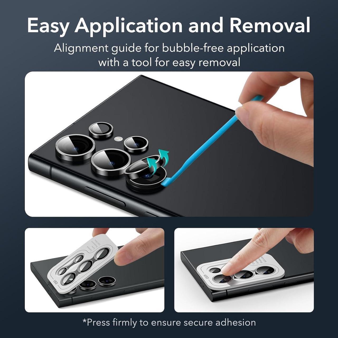 Alt view image 7 of 7 - for  Galaxy S24 Ultra Camera Lens Protector Individual Lens Protectors Scratch-Resistant Ultra-Thin Tempered Glass with Aluminum Edging Galaxy S24 Ultra Case Friendly 2 Sets Black