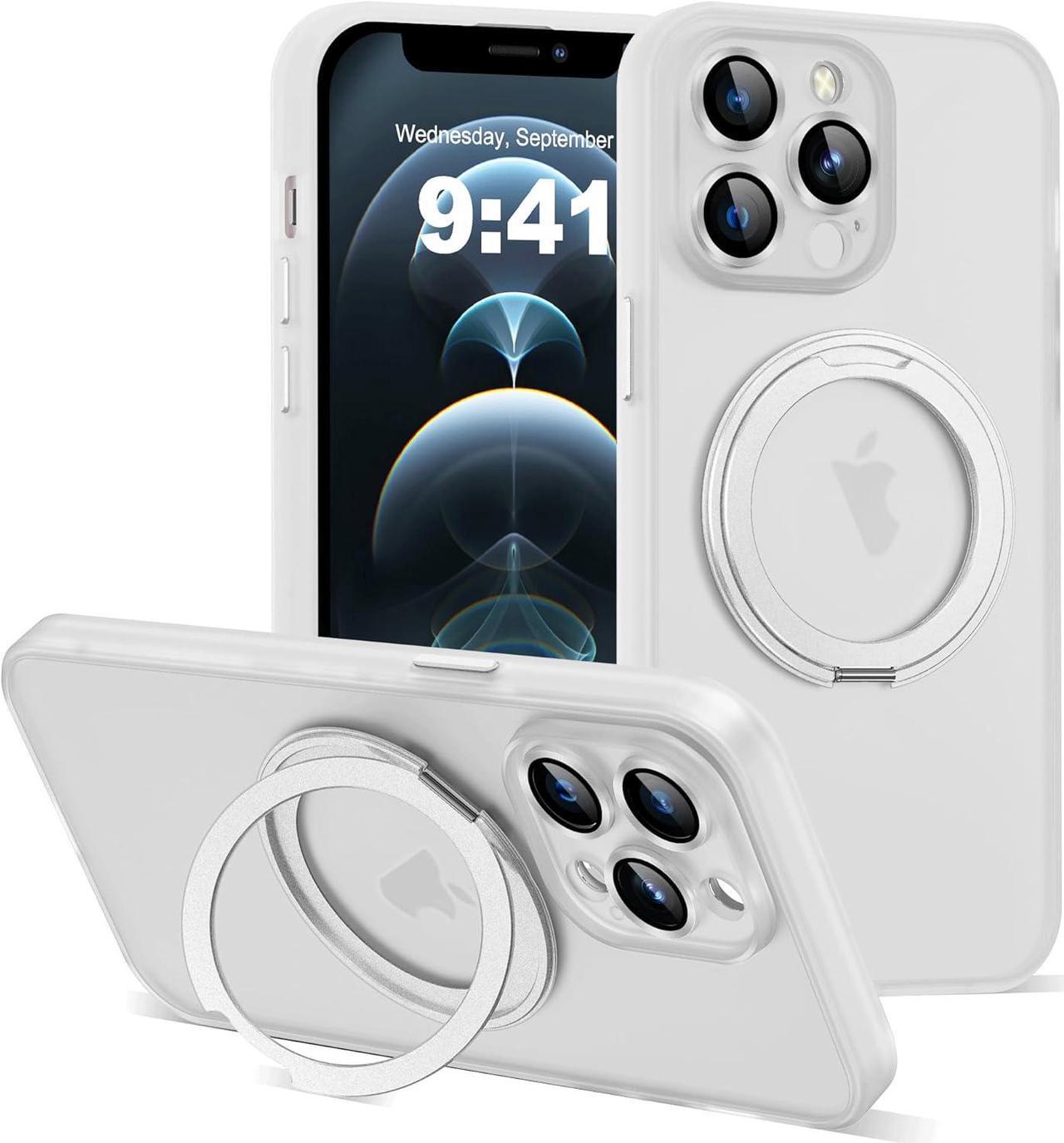 Main image of Compatible with iPhone 12 Pro Case 6.1" [Compatible with Mag-Safe][360°Rotatable Magnetic Ring Stand] Translucent Protective Case with Ring Holder for iPhone 12 Pro,Translucent