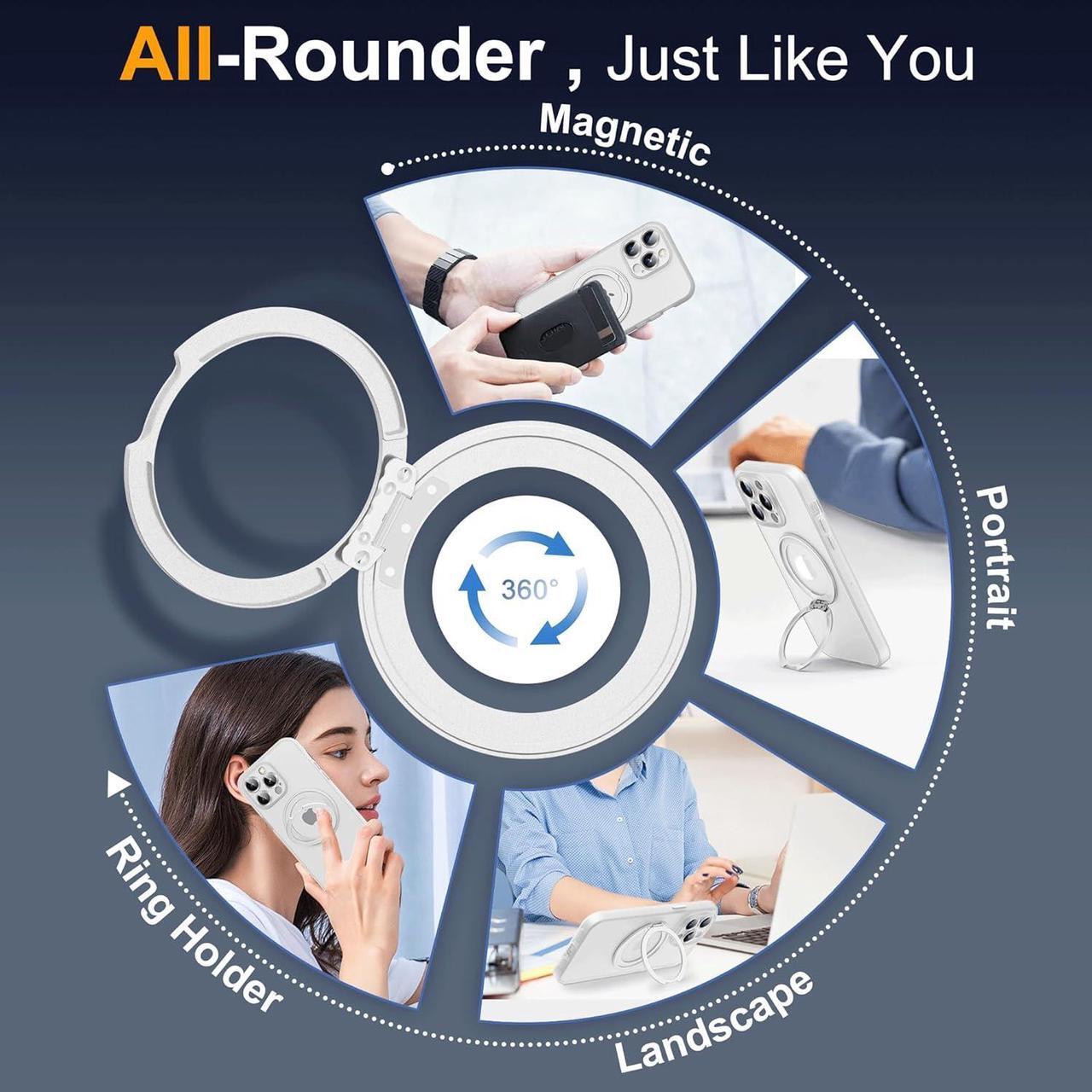 Alt view image 4 of 7 - Compatible with iPhone 12 Pro Case 6.1" [Compatible with Mag-Safe][360°Rotatable Magnetic Ring Stand] Translucent Protective Case with Ring Holder for iPhone 12 Pro,Translucent