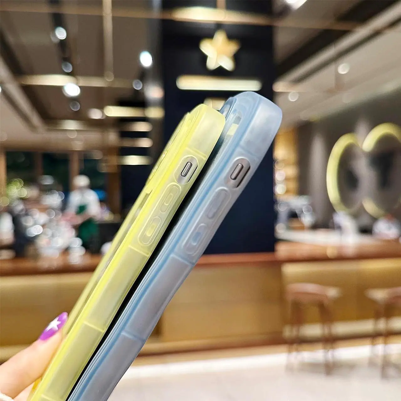 Alt view image 4 of 7 - Compatible with iPhone 12 Mini Case 5.4" 2020, Cute Kawaii Curly Wave Frame Shape Soft Silicone Shockproof Protective Phone Case for Women Girls, Clear/Blue