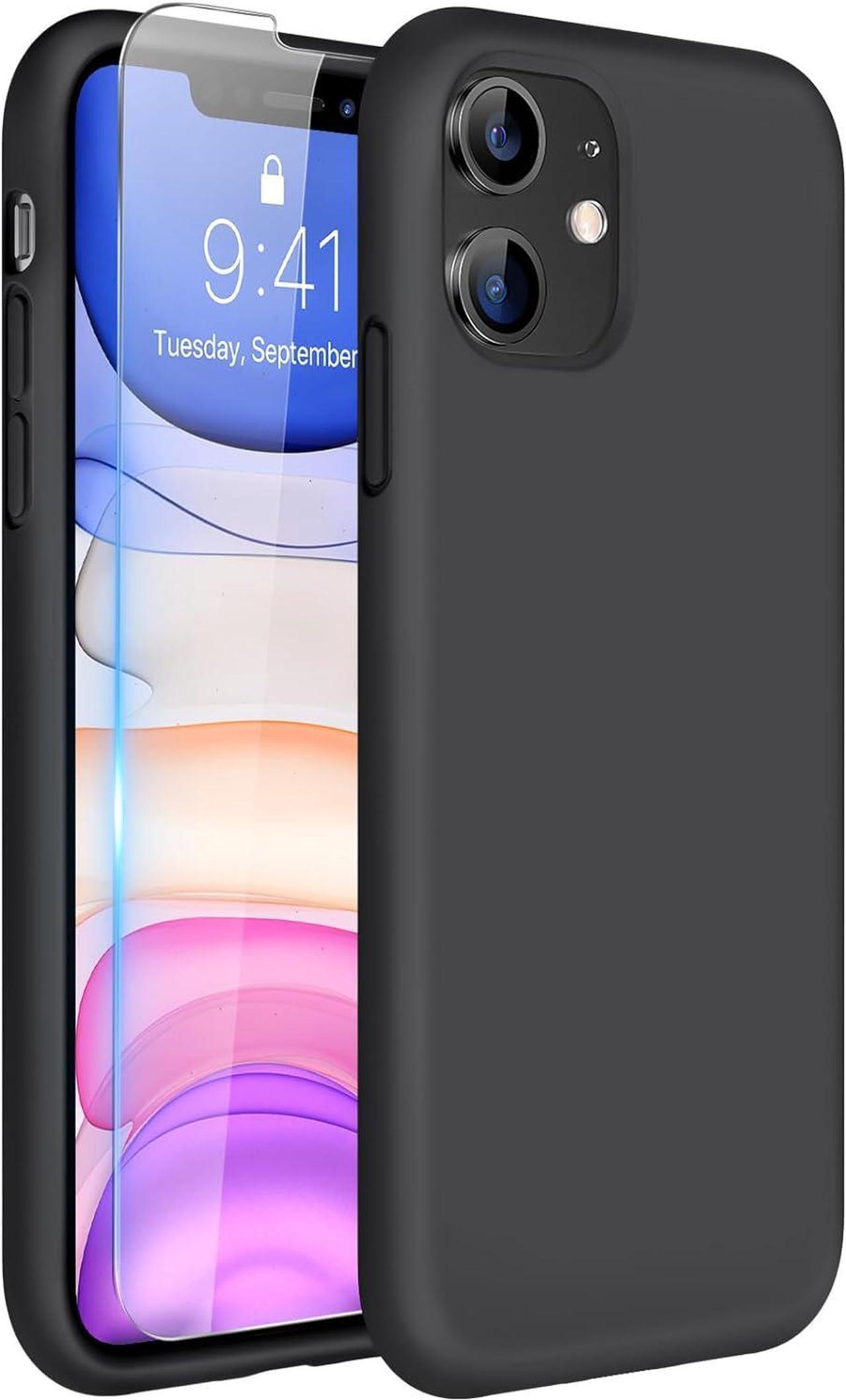 Main image of Compatible with iPhone 11 Phone Case, with Screen Protector, Liquid Silicone Gel Rubber Full Body Drop Protection Shockproof Cover Phone Case for iPhone 11 6.1 inch(Black)