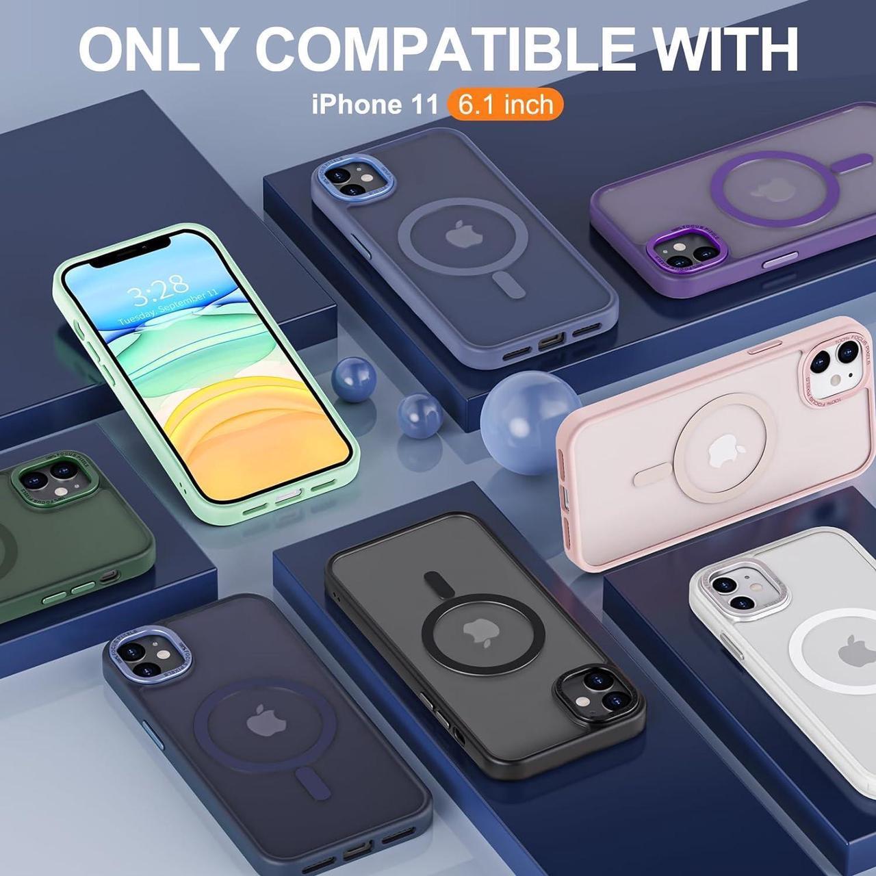 Alt view image 2 of 6 - Case for iPhone 11 Case Magnetic Translucent Matte Phone Cases 6.1" [Compatible with MagSafe] Thin Slim Fit Shockproof Bumper Hard Protective Cover for Women Men Girls, Frosted Black