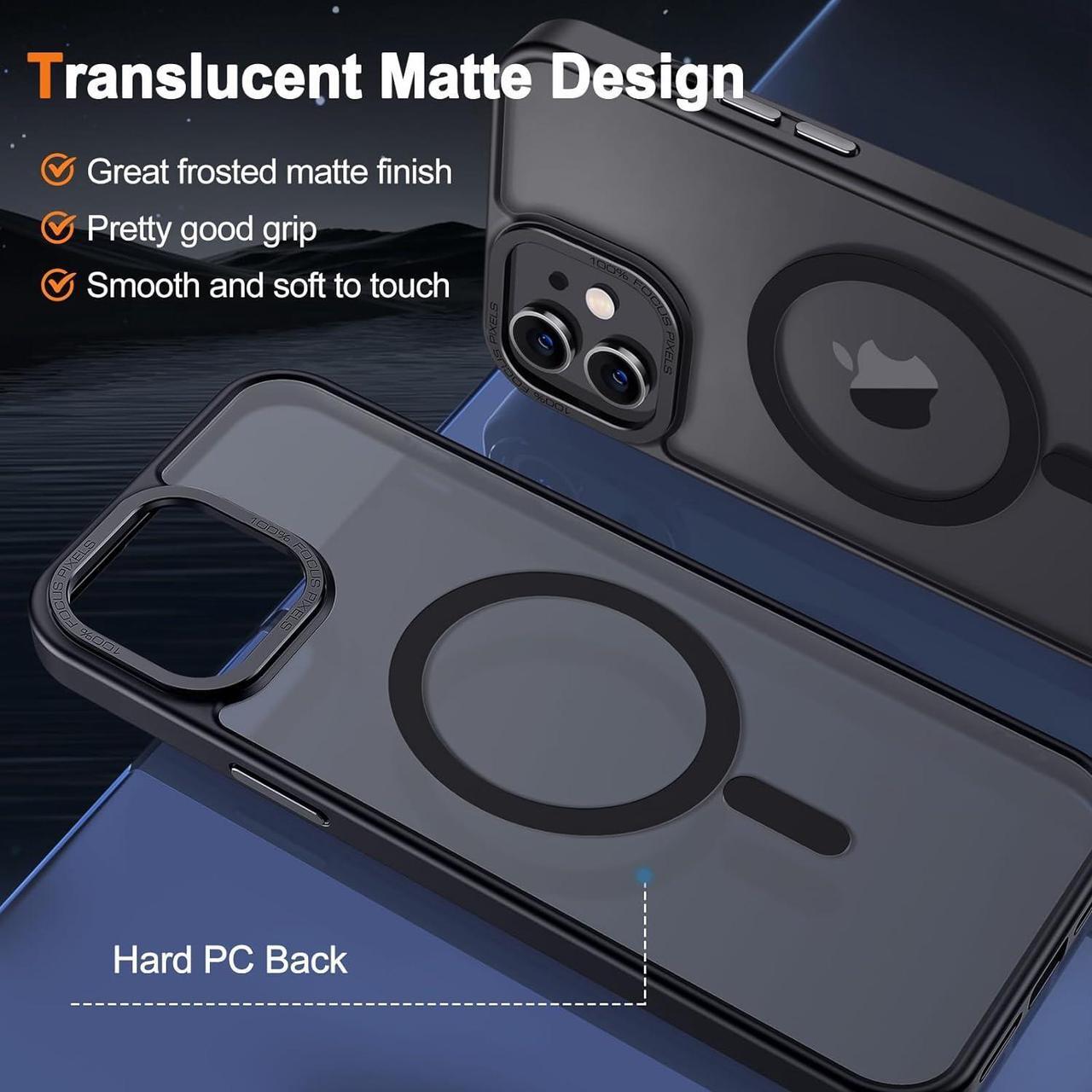 Alt view image 3 of 6 - Case for iPhone 11 Case Magnetic Translucent Matte Phone Cases 6.1" [Compatible with MagSafe] Thin Slim Fit Shockproof Bumper Hard Protective Cover for Women Men Girls, Frosted Black