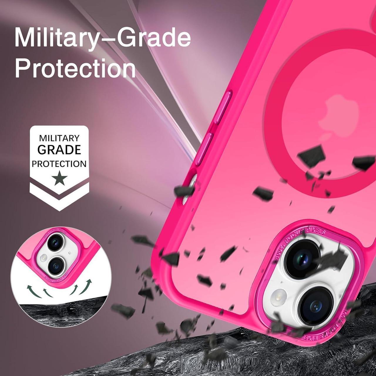 Alt view image 2 of 7 - for iPhone 15 Case, iPhone 15 Phone Case [Compatible with MagSafe], Translucent Matte Magnetic Cover Shockproof Women Girl Protective Cute Case for iPhone 15 6.1", Hot Pink