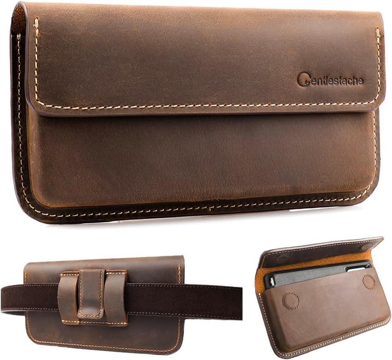 Main image of X-Large Leather Phone Holster for iPhone 14 Pro Max, Horizontal Cell Phone Case for Galaxy S23 Ultra S23 Plus, Phone Belt Holder with Belt Clip for Phone with Protective Case