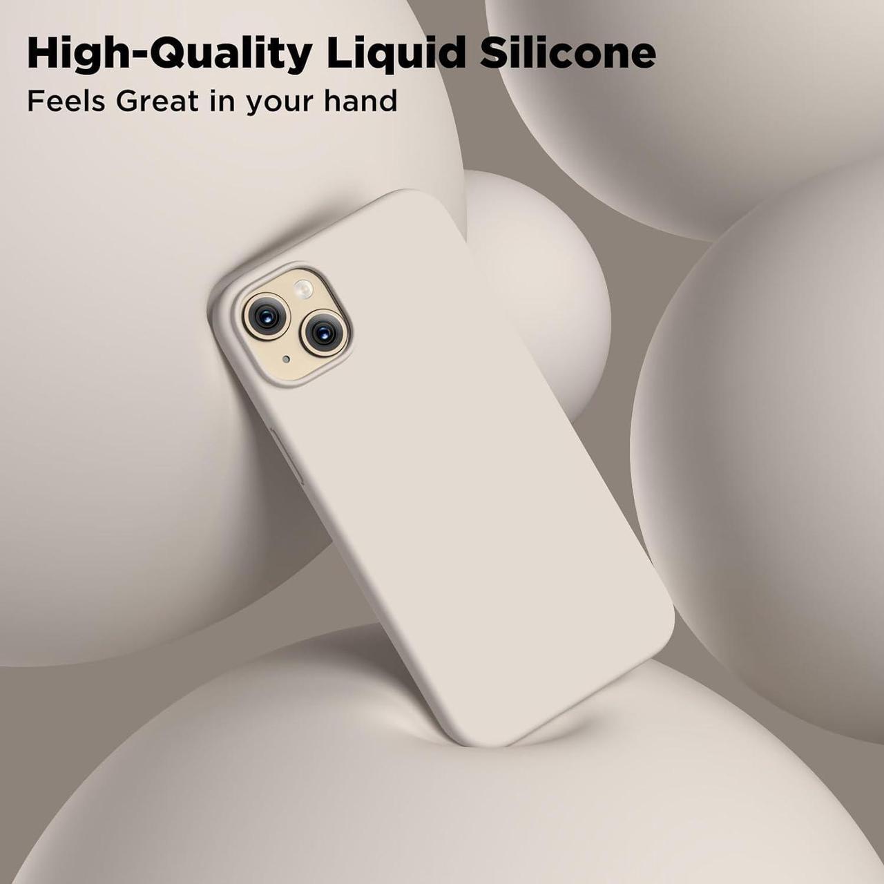 Alt view image 4 of 7 - Compatible with iPhone 15 Case, Liquid Silicone Case, Full Body Shockproof Protective Cover [Soft Microfiber Lining], Slim Thin Phone Case for iPhone 15 6.1 inch, Stone