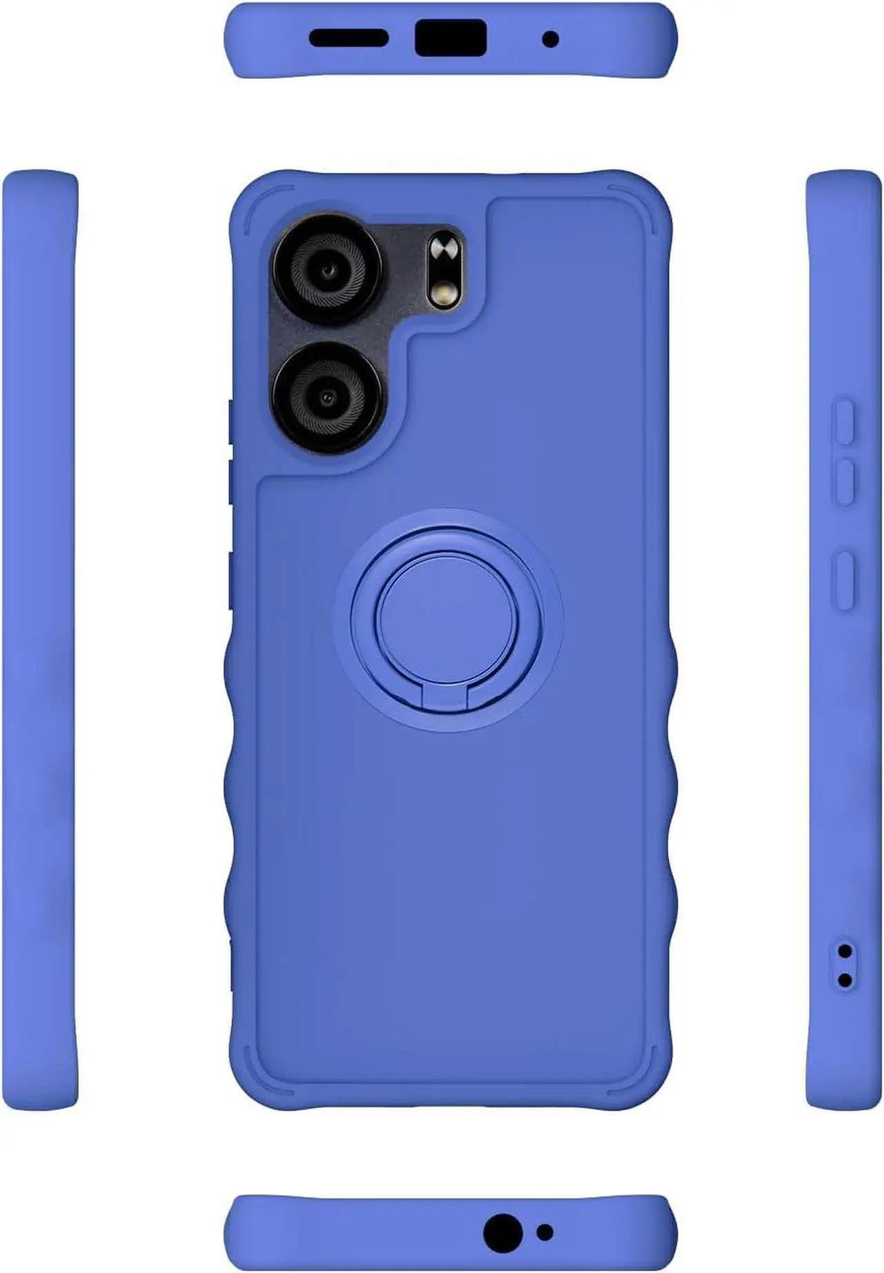 Alt view image 2 of 7 - jioeuinly BLU VIEW5 Case Compatible for BLU VIEW 5 Phone Case B160V Cover [with Tempered Glass Screen Protector][ 2MM Thickening Super Protection][Ring Support] Blue