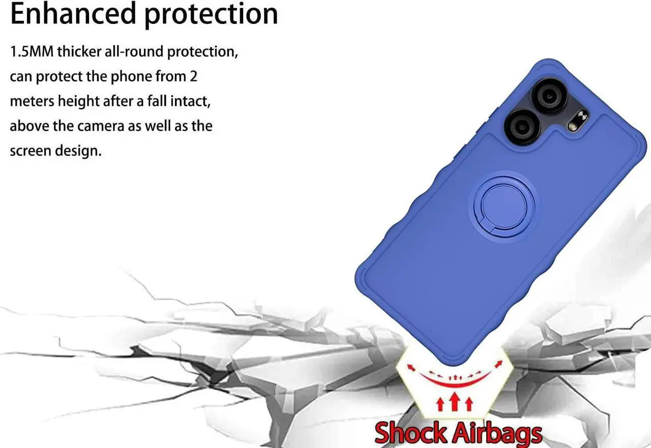 Alt view image 3 of 7 - jioeuinly BLU VIEW5 Case Compatible for BLU VIEW 5 Phone Case B160V Cover [with Tempered Glass Screen Protector][ 2MM Thickening Super Protection][Ring Support] Blue