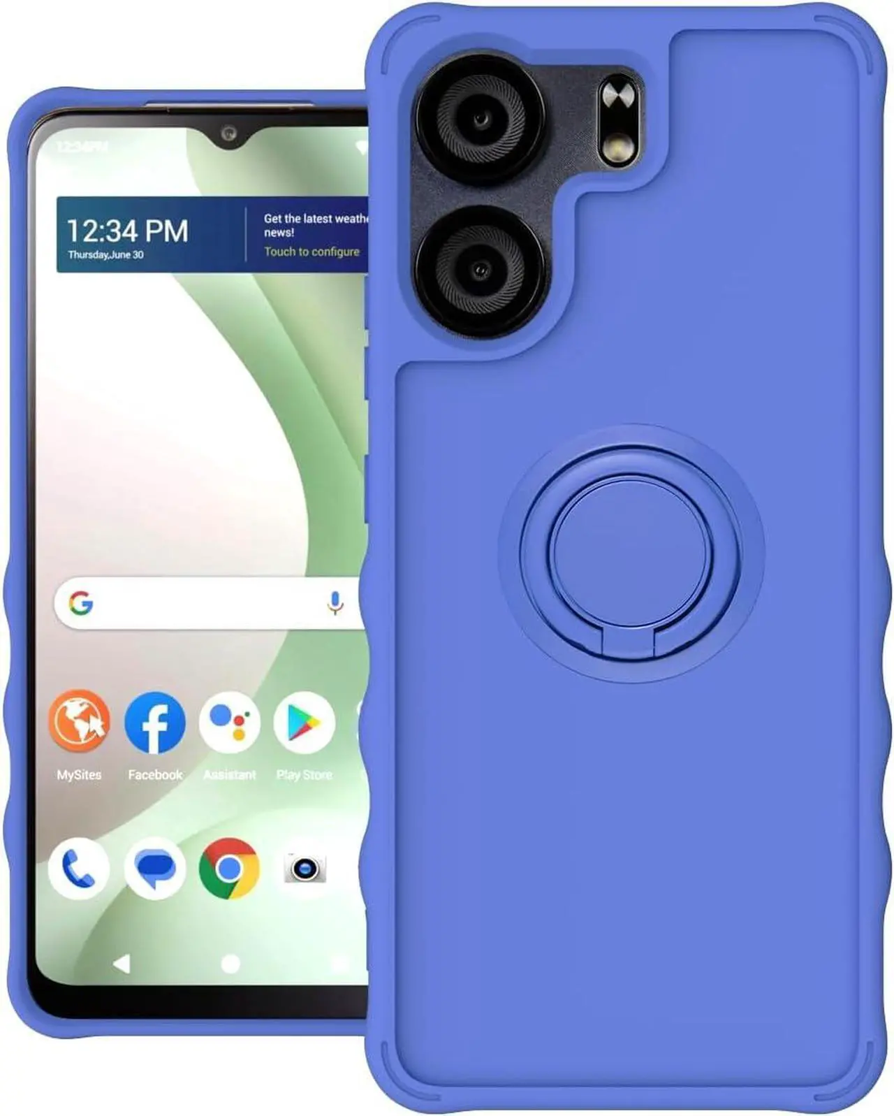 Alt view image 6 of 7 - jioeuinly BLU VIEW5 Case Compatible for BLU VIEW 5 Phone Case B160V Cover [with Tempered Glass Screen Protector][ 2MM Thickening Super Protection][Ring Support] Blue