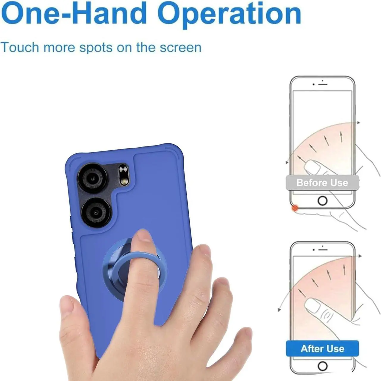 Alt view image 5 of 7 - jioeuinly BLU VIEW5 Case Compatible for BLU VIEW 5 Phone Case B160V Cover [with Tempered Glass Screen Protector][ 2MM Thickening Super Protection][Ring Support] Blue