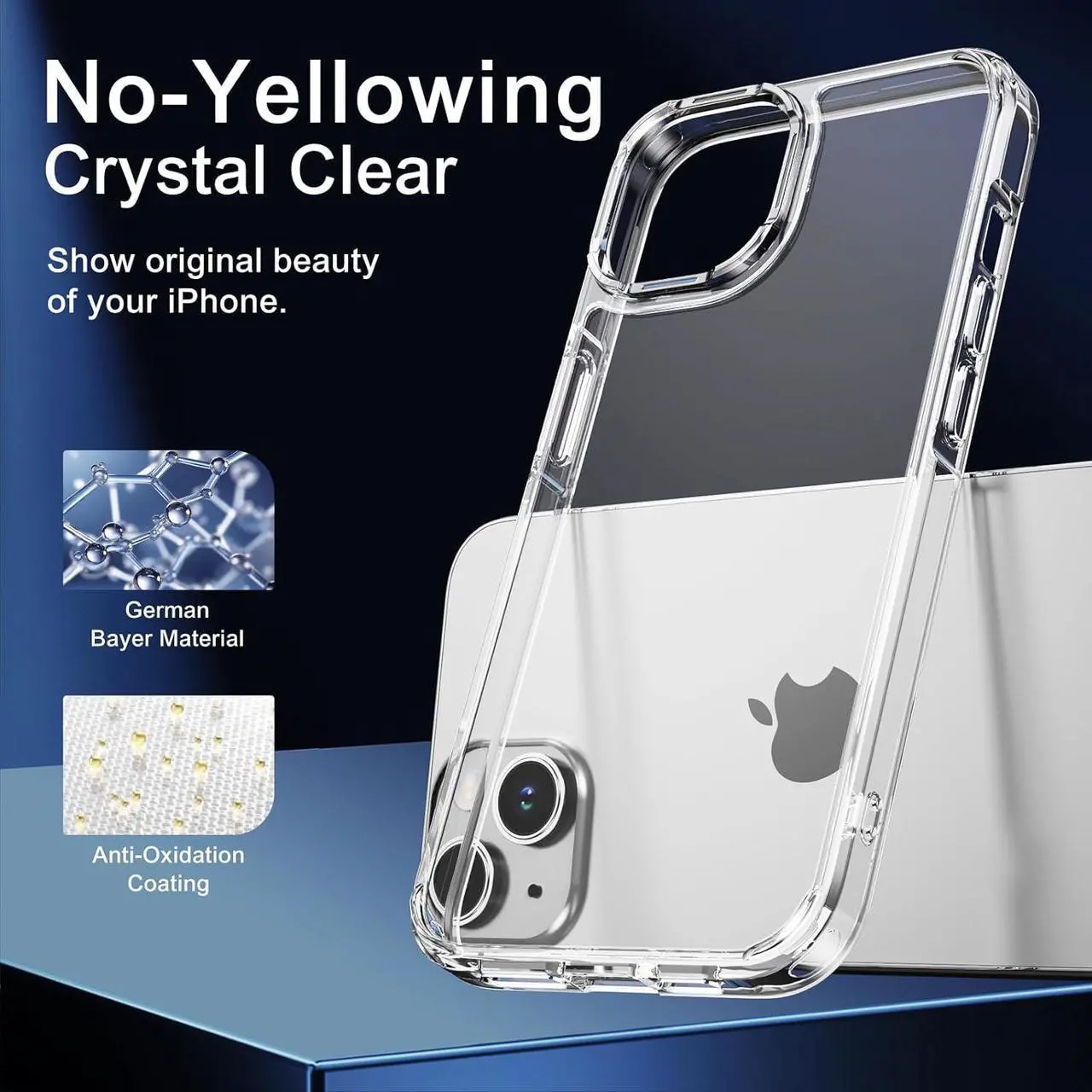 Alt view image 2 of 7 - for iPhone 14 Case Clear with Screen Protector, Camera Lens Protector, Military-Grade Protection, Hybrid iPhone 14 Clear Case with Cushion buffer (Crystal Clear)