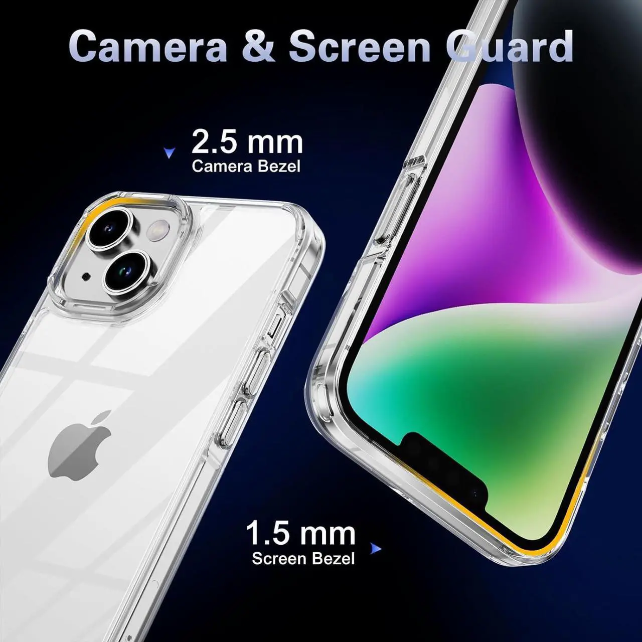Alt view image 5 of 7 - for iPhone 14 Case Clear with Screen Protector, Camera Lens Protector, Military-Grade Protection, Hybrid iPhone 14 Clear Case with Cushion buffer (Crystal Clear)