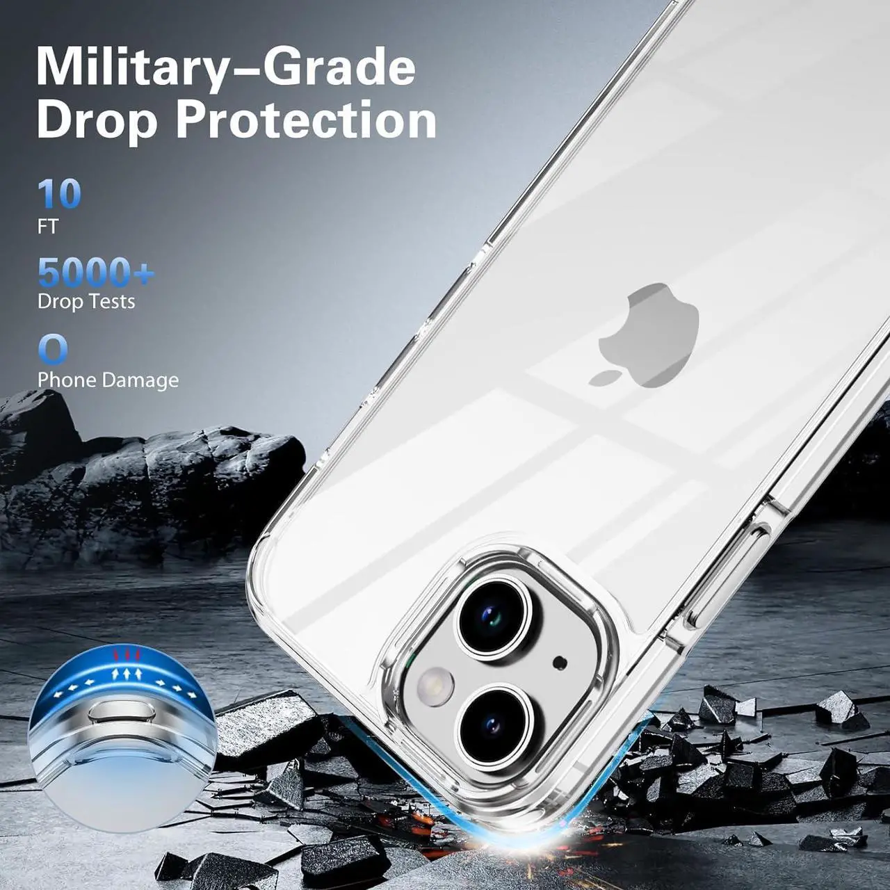 Alt view image 7 of 7 - for iPhone 14 Case Clear with Screen Protector, Camera Lens Protector, Military-Grade Protection, Hybrid iPhone 14 Clear Case with Cushion buffer (Crystal Clear)